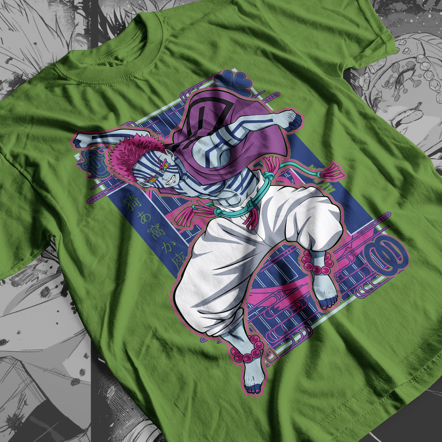 Demon Slayer - Akaza 04 Premium Anime Design, High Quality DTF Print, 100% Cotton Shirt