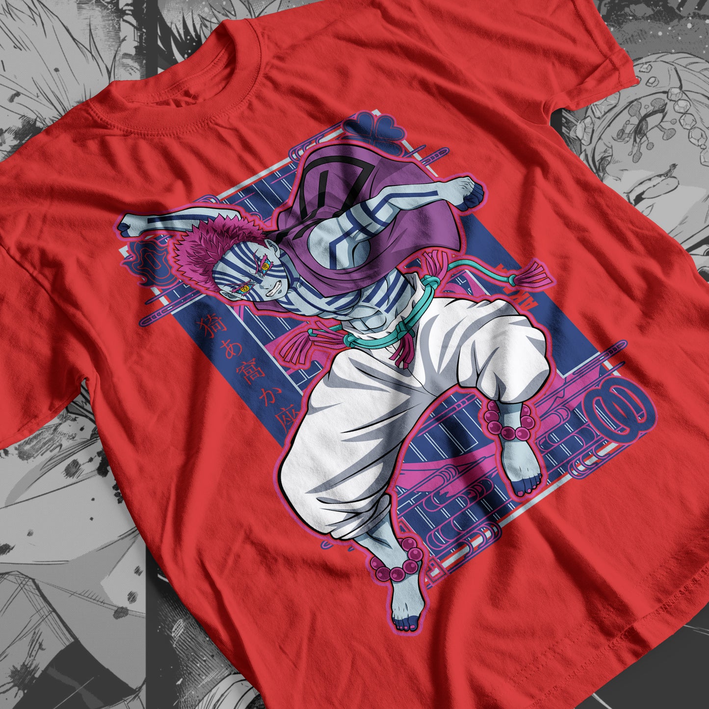 Demon Slayer - Akaza 04 Premium Anime Design, High Quality DTF Print, 100% Cotton Shirt