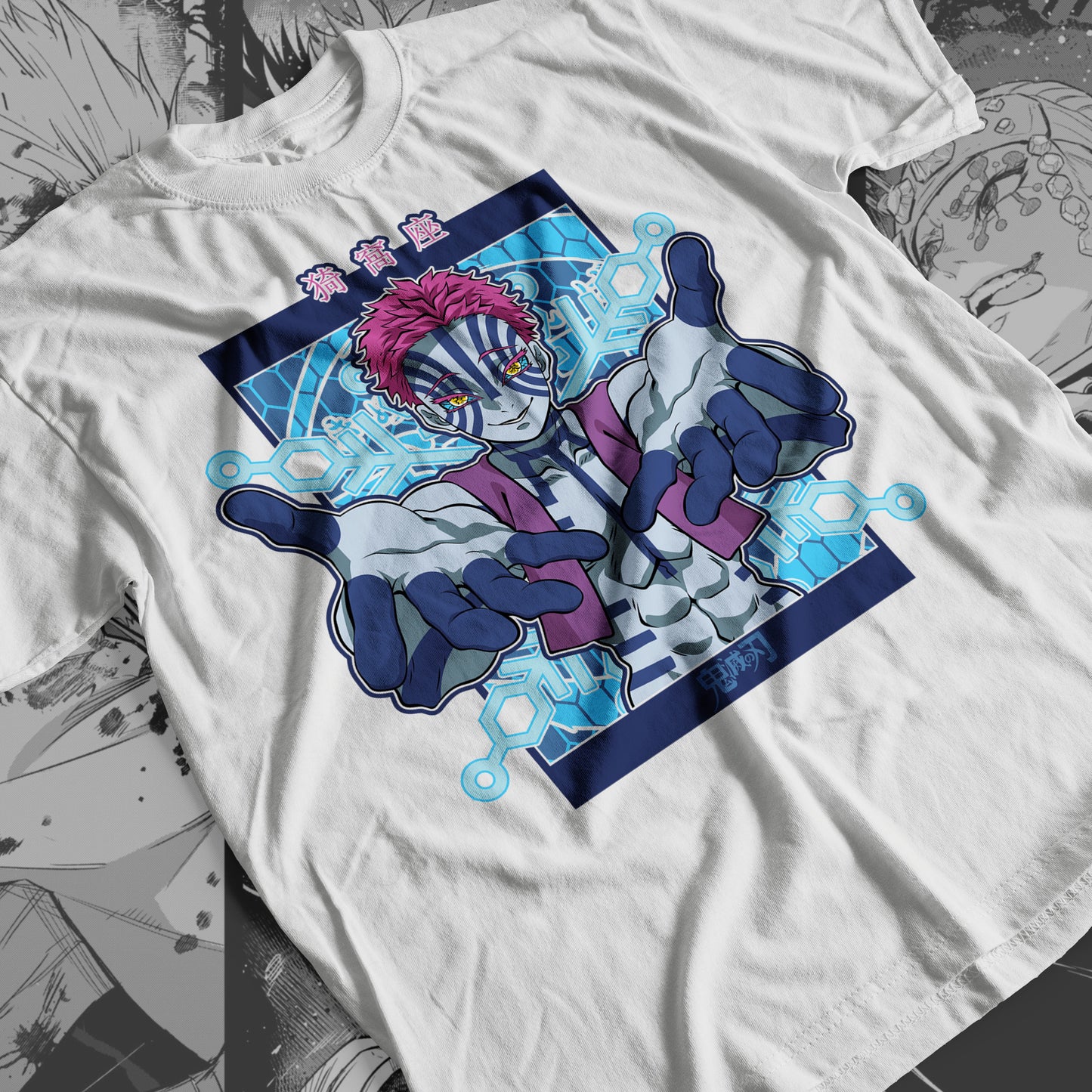 Demon Slayer - Akaza 05 Premium Anime Design, High Quality DTF Print, 100% Cotton Shirt