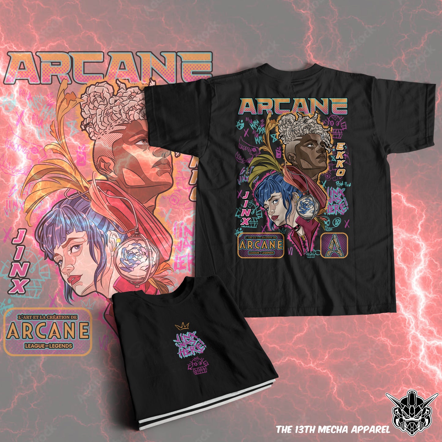 Arcane - Jinx and Ekko 01 Premium Anime Design, High Quality DTF Print, 100% Cotton Shirt