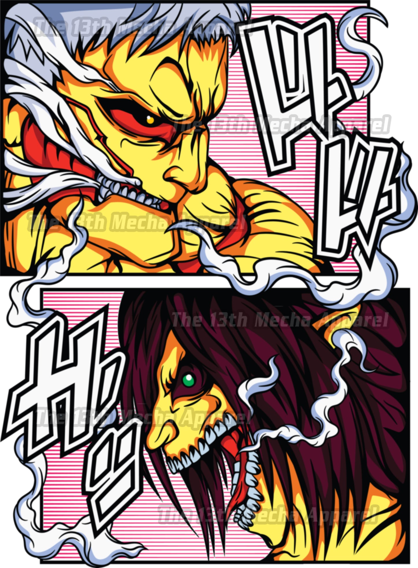 Attack on Titan - Armored Titan vs Attack Titan 01 Premium Anime Design, High Quality DTF Print, 100% Cotton Shirt