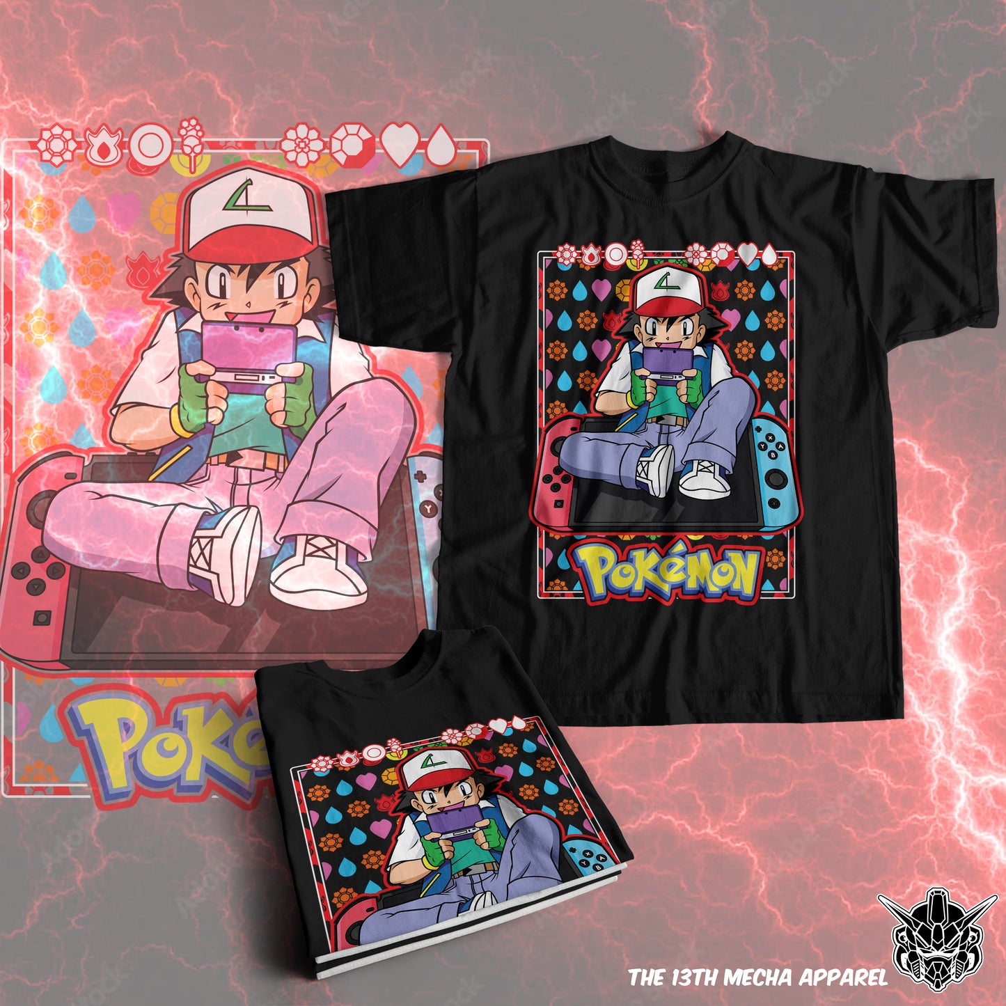 Pokemon - Ash Ketchum 01 Premium Anime Design, High Quality DTF Print, 100% Cotton Shirt