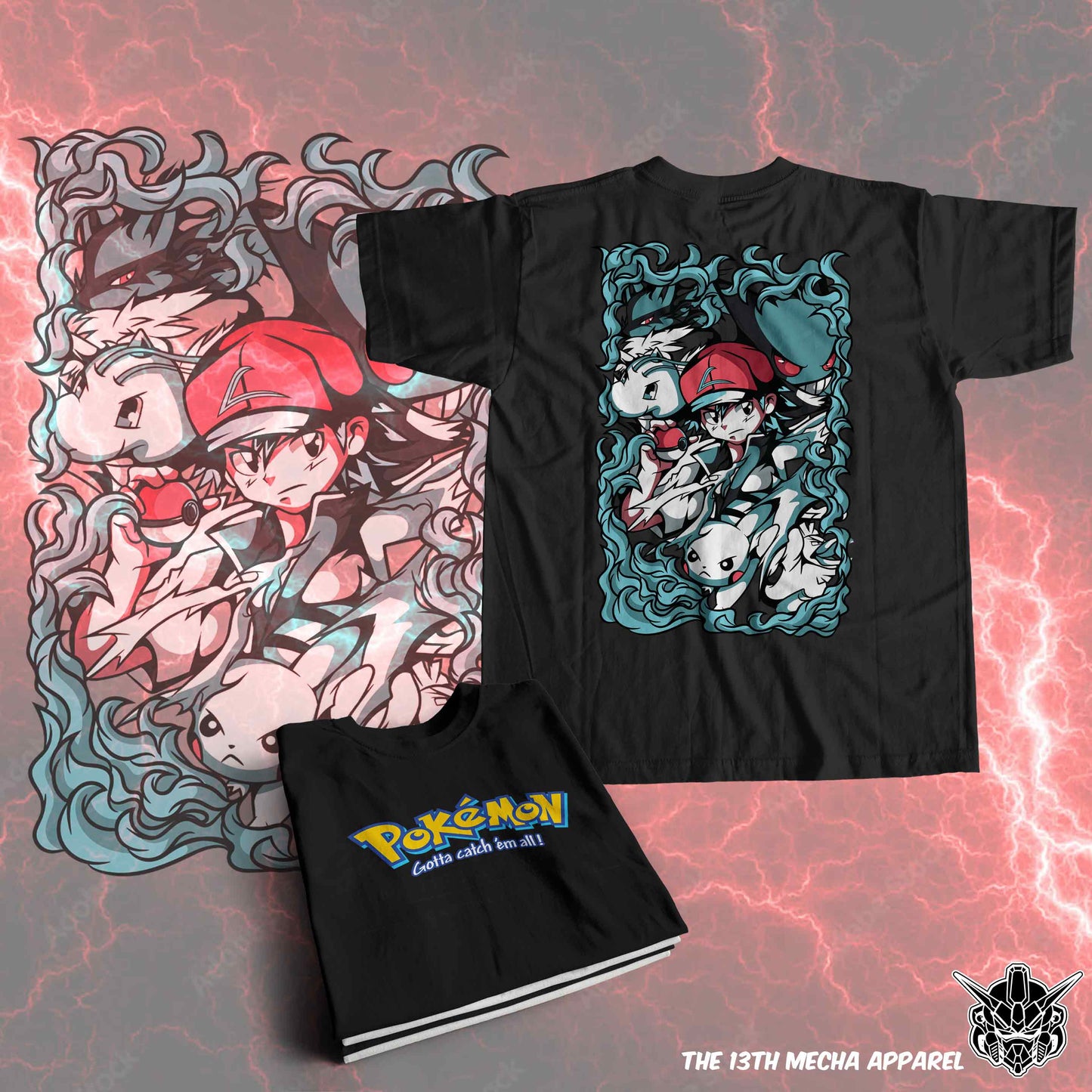 Pokemon - Ash Ketchum 02 Premium Anime Design, High Quality DTF Print, 100% Cotton Shirt