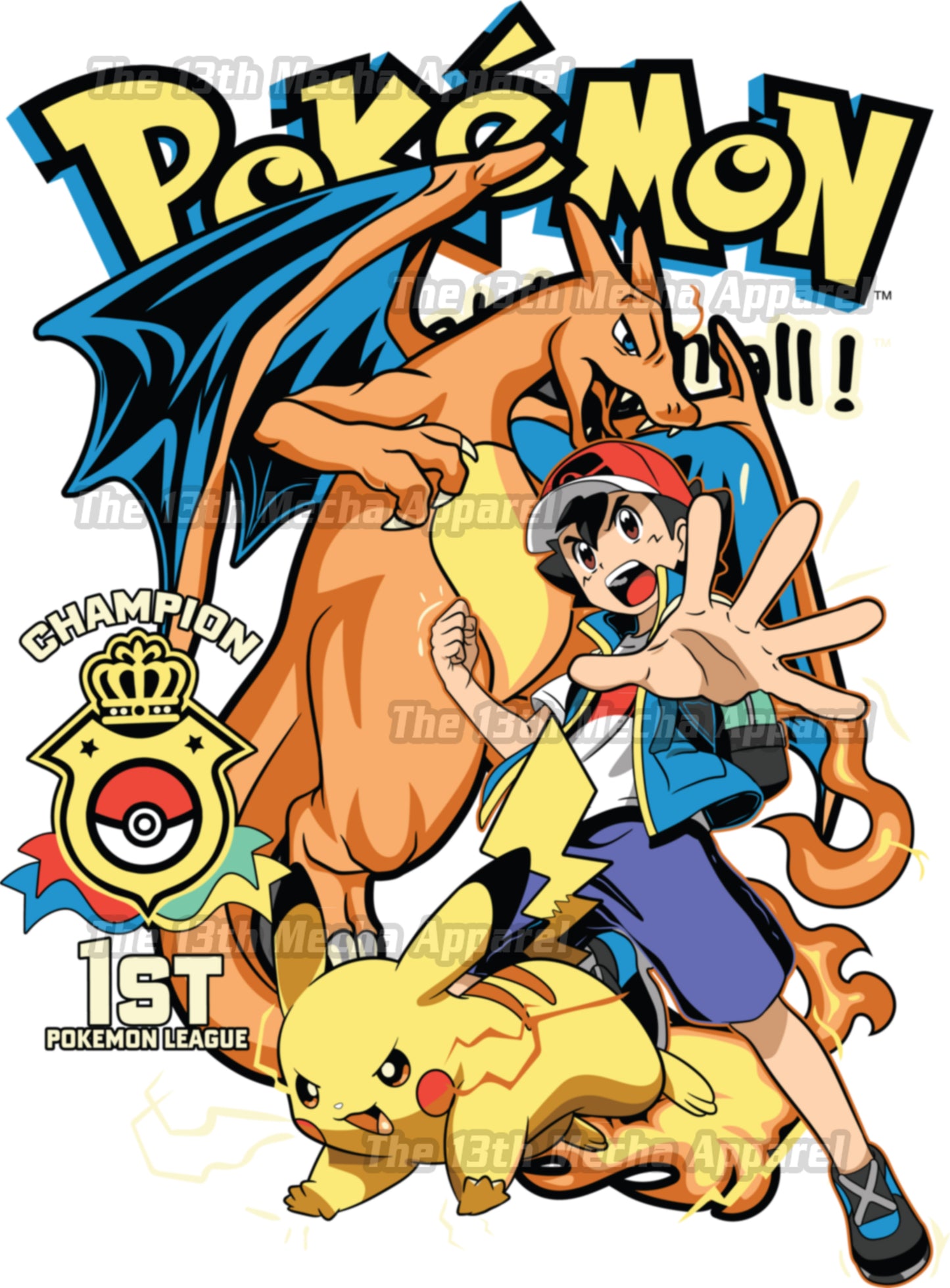 Pokemon - Ash Ketchum 03 Premium Anime Design, High Quality DTF Print, 100% Cotton Shirt