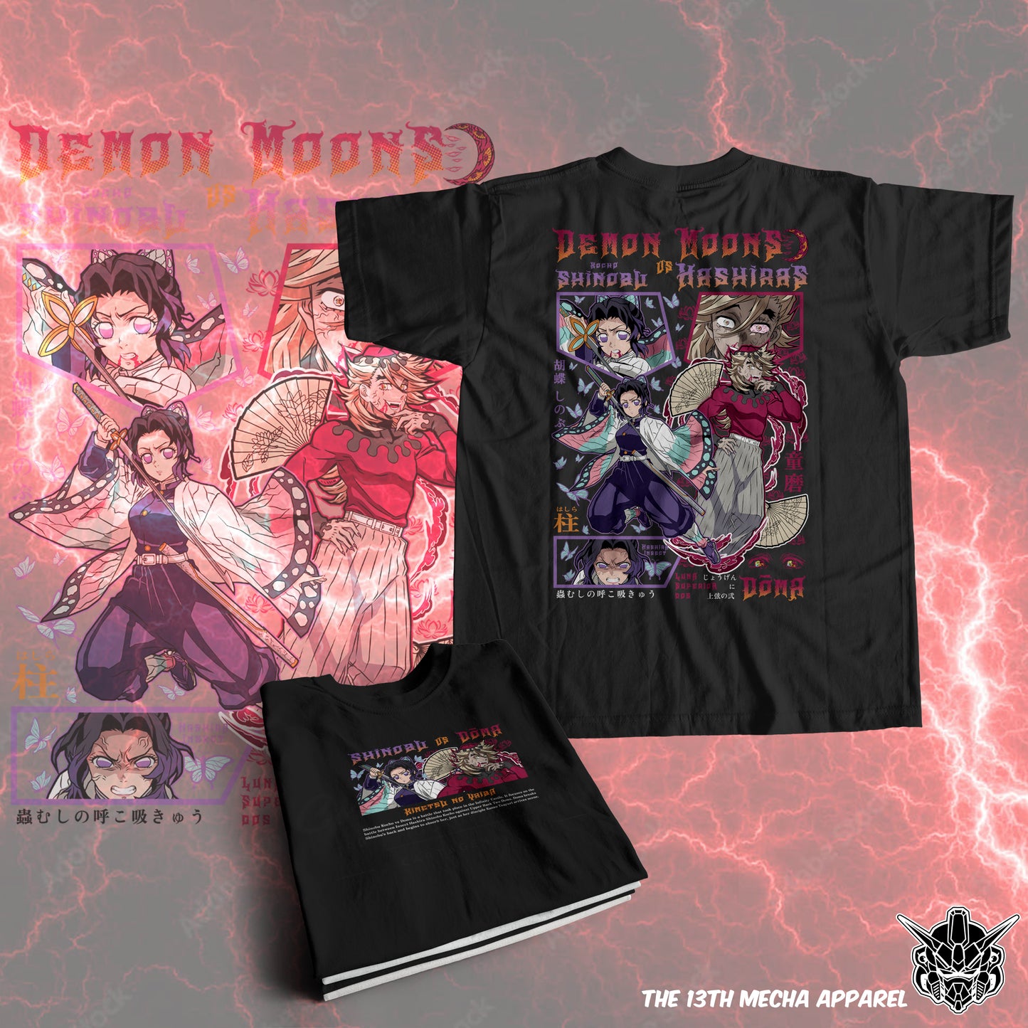 Demon Slayer - Doma vs Shinobu 01 Premium Anime Design, High Quality DTF Print, 100% Cotton Shirt