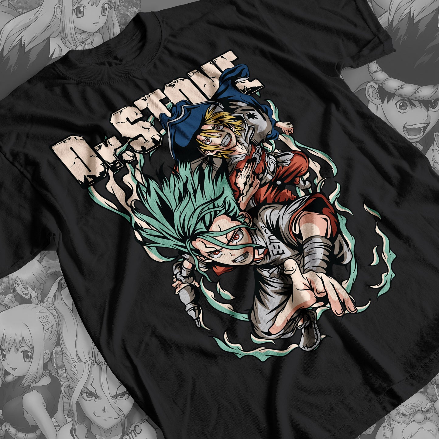 Dr. Stone - Senku and Ryusi Nanami 01 Premium Anime Design, High Quality DTF Print, 100% Cotton Shirt