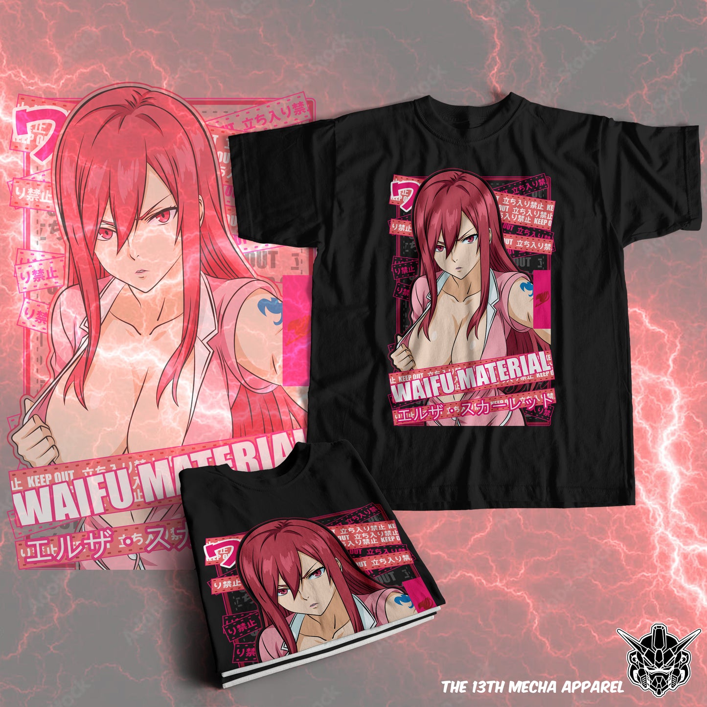Waifu - Erza Scarlet Premium Anime Design, High Quality DTF Print, 100% Cotton Shirt
