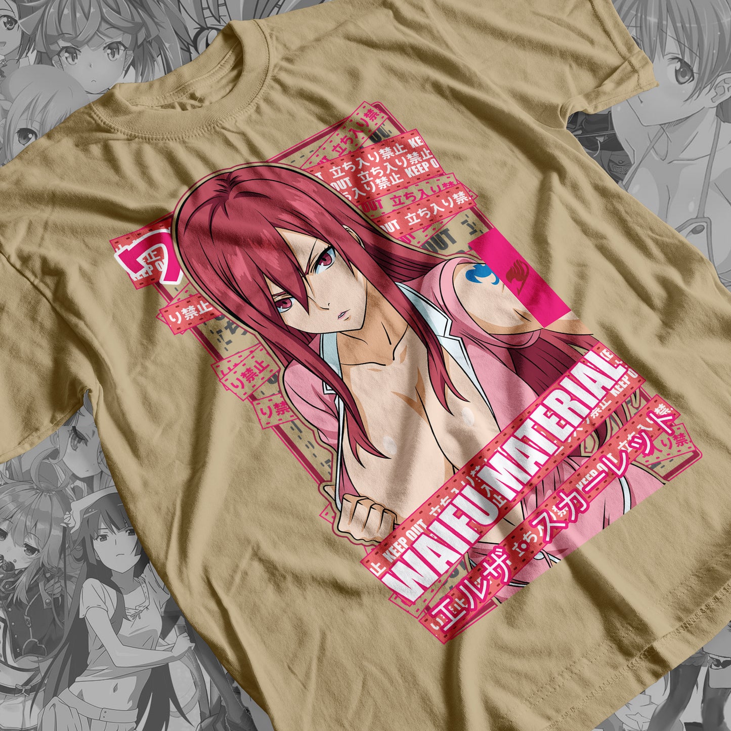 Waifu - Erza Scarlet Premium Anime Design, High Quality DTF Print, 100% Cotton Shirt