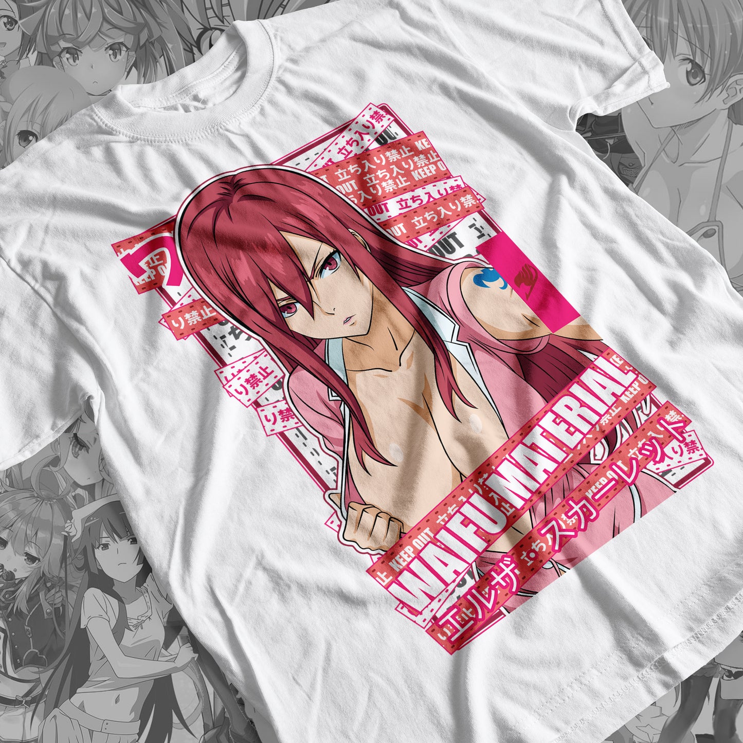 Waifu - Erza Scarlet Premium Anime Design, High Quality DTF Print, 100% Cotton Shirt