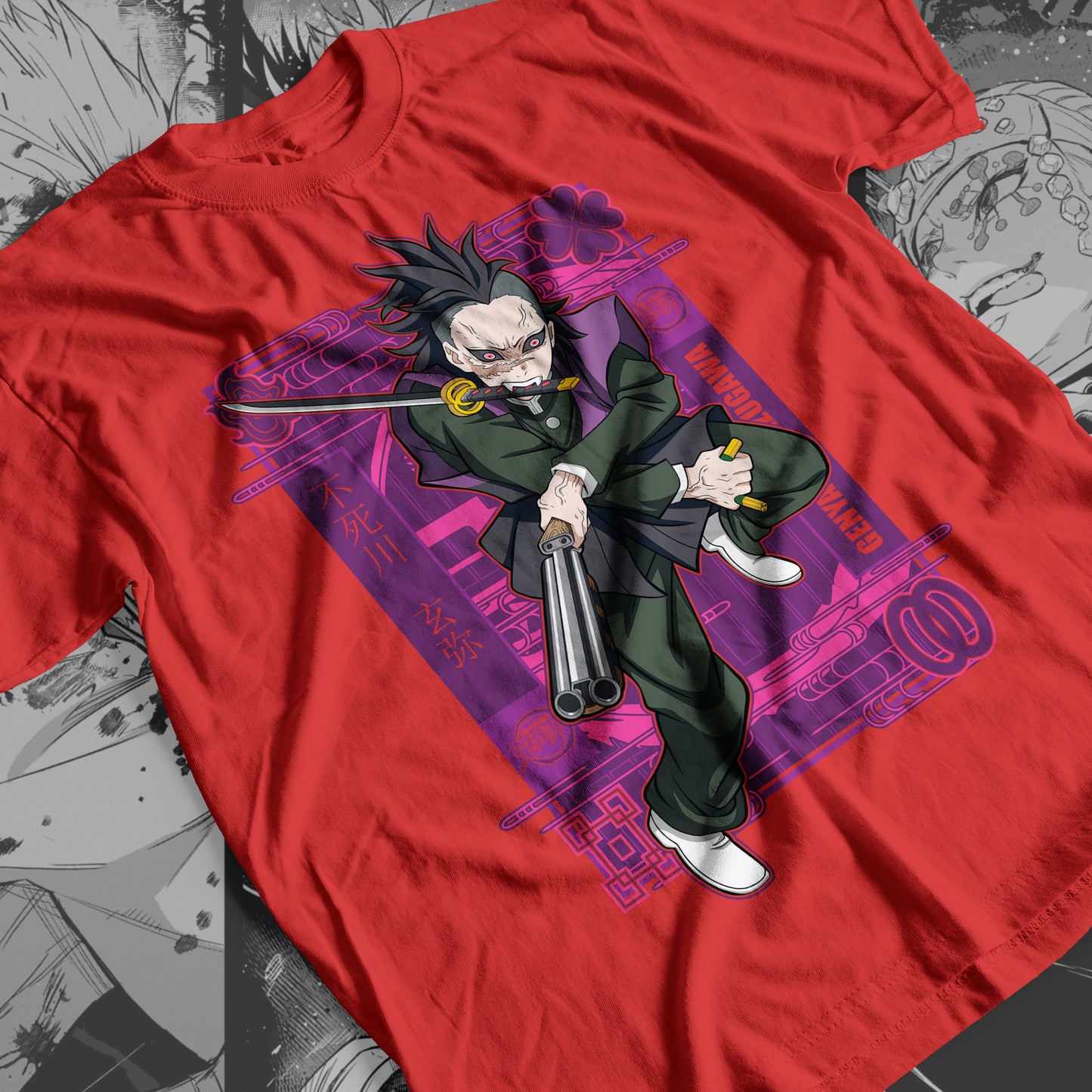 Demon Slayer - Genya Shinazugawa 01 Premium Anime Design, High Quality DTF Print, 100% Cotton Shirt