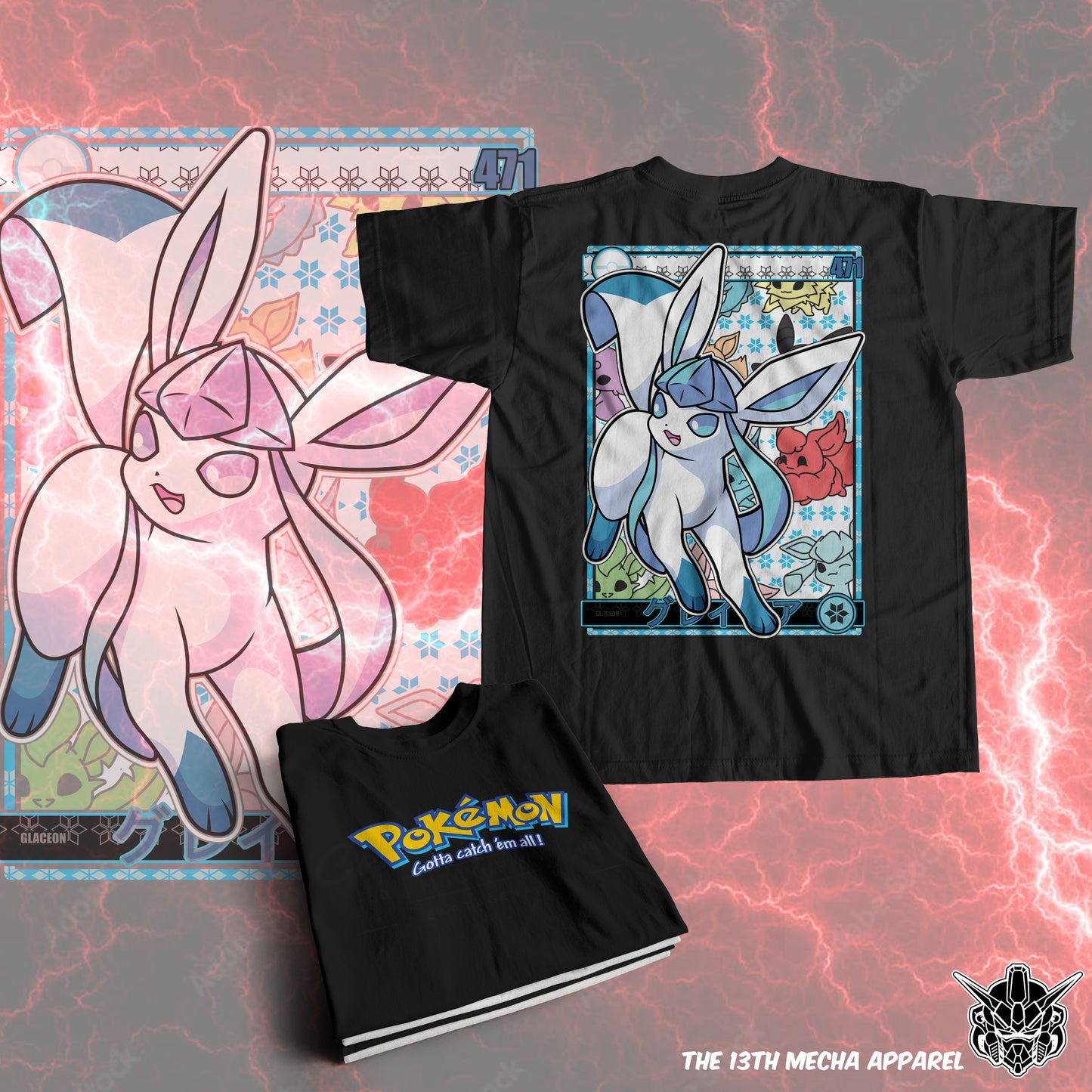 Pokemon - Glaceon 01 Premium Anime Design, High Quality DTF Print, 100% Cotton Shirt