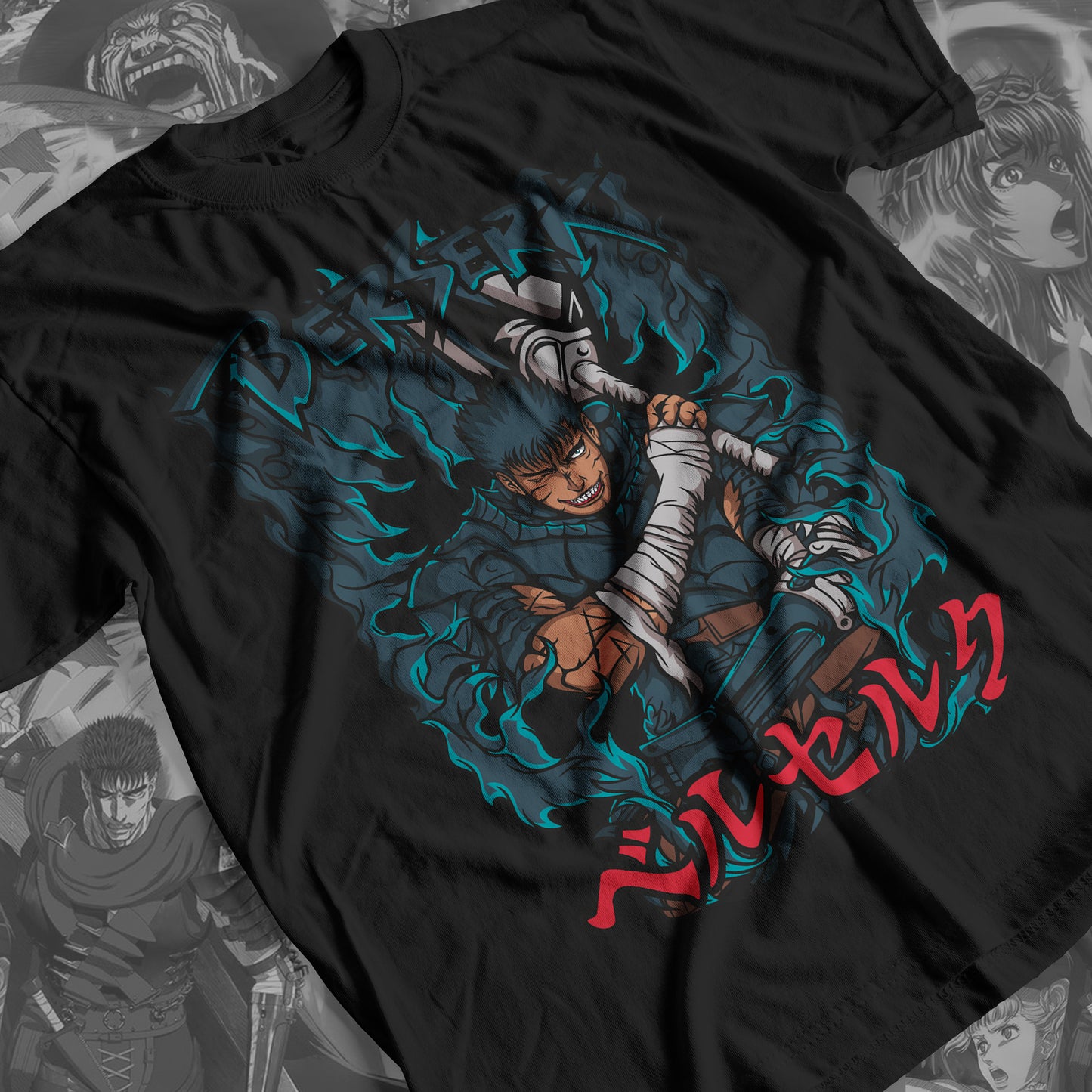 Berserk - Guts 01 Premium Anime Design, High Quality DTF Print, 100% Cotton Shirt
