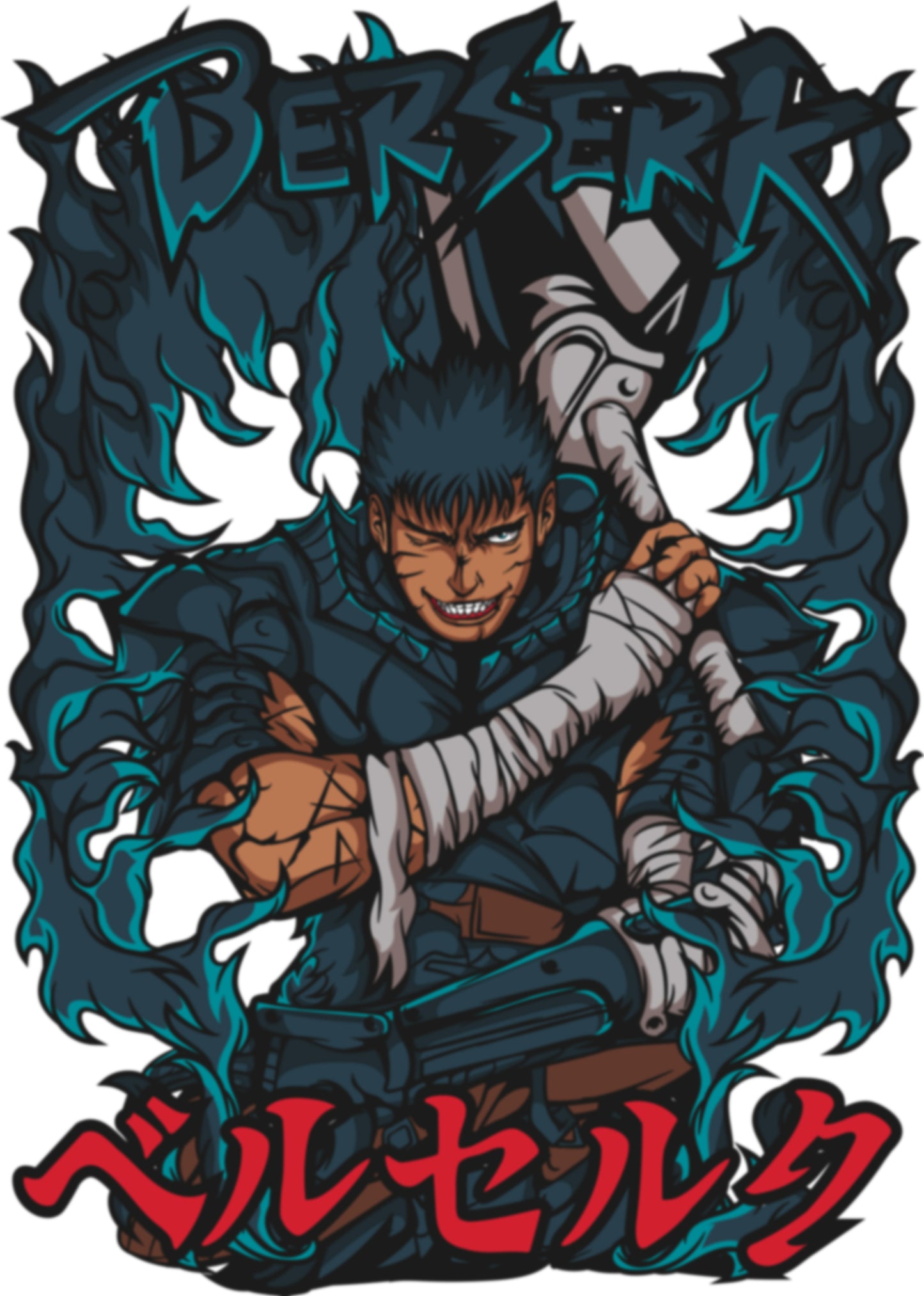 Berserk - Guts 01 Premium Anime Design, High Quality DTF Print, 100% Cotton Shirt
