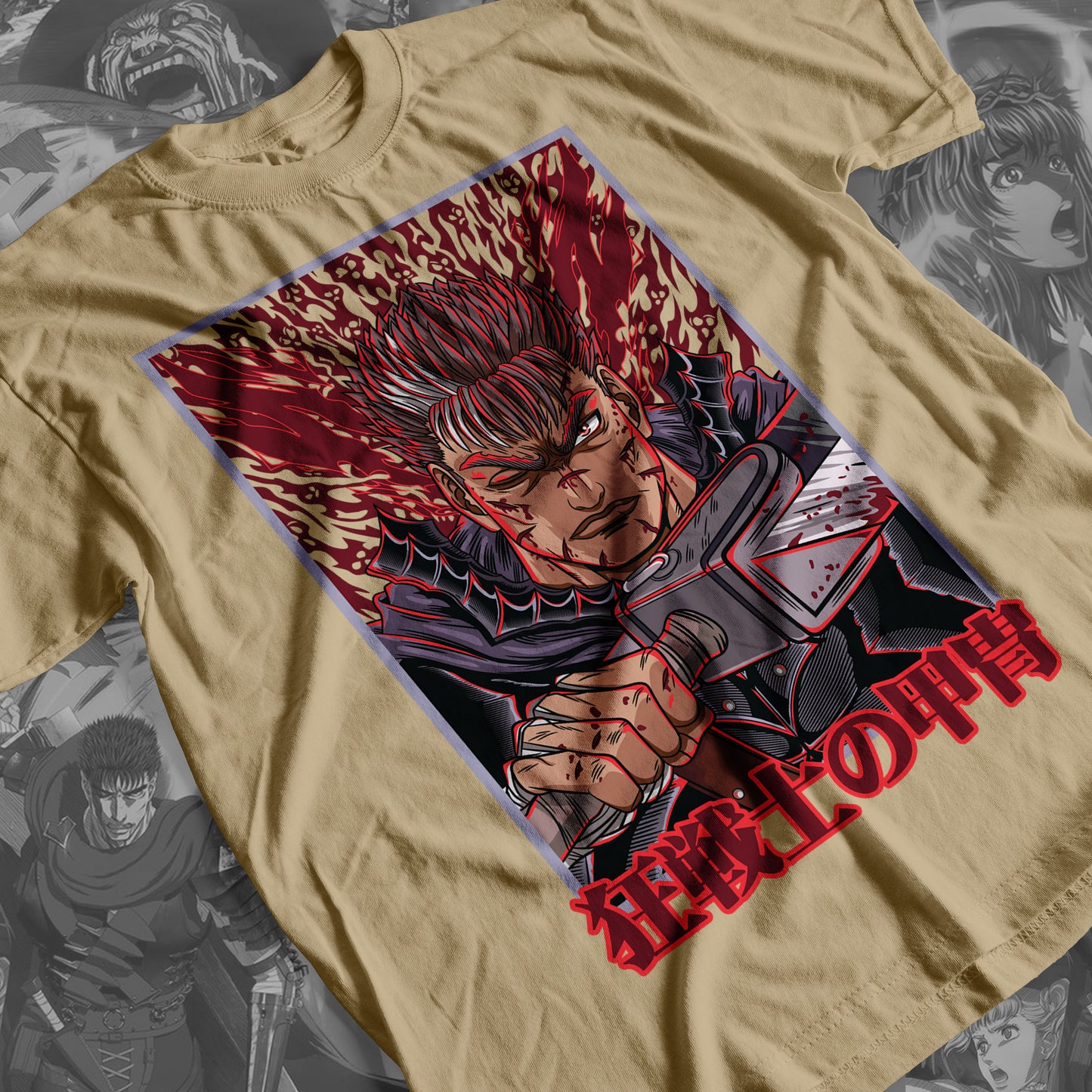 Berserk - Guts 02 Premium Anime Design, High Quality DTF Print, 100% Cotton Shirt