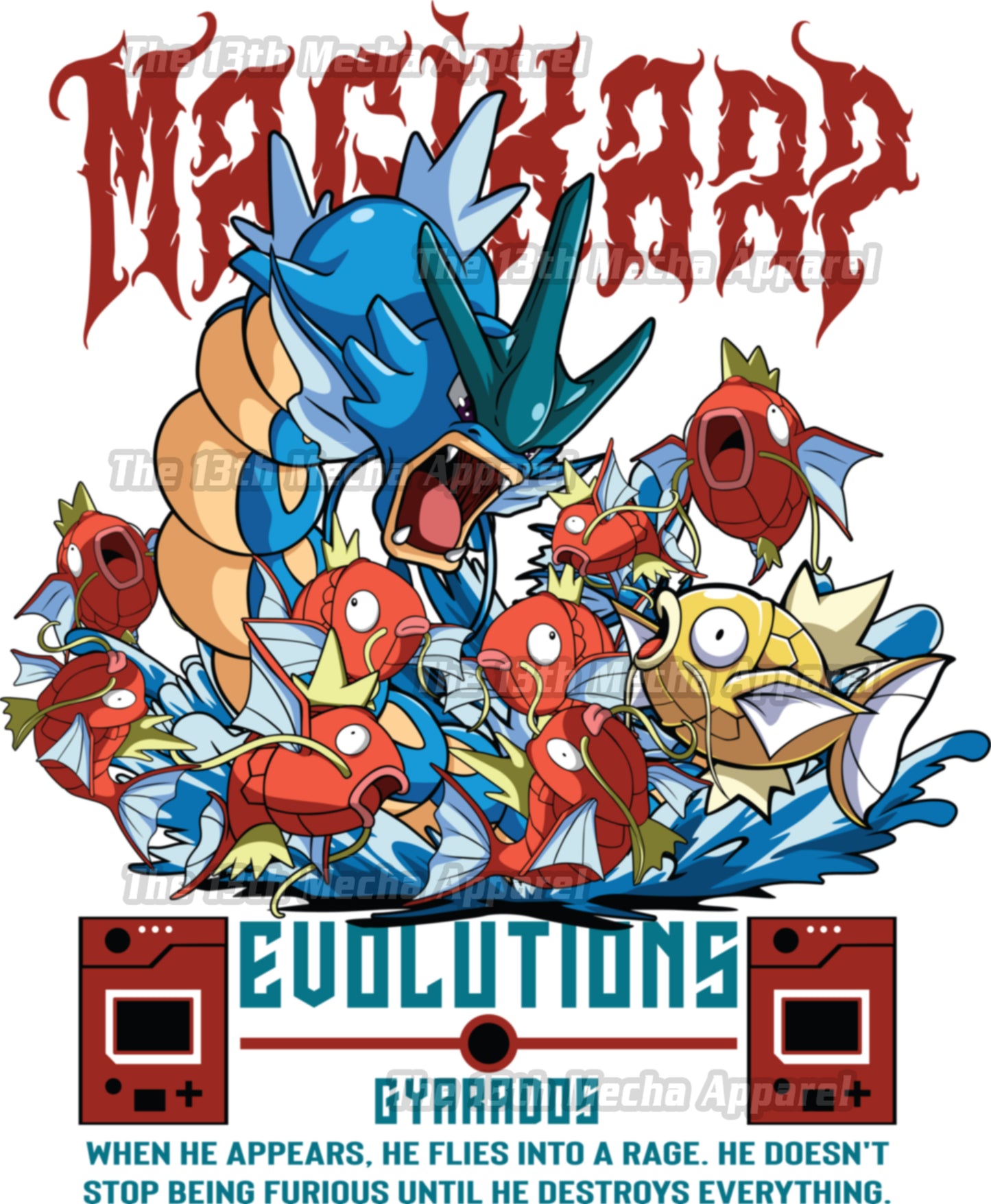 Pokemon - Gyarados Premium Anime Design, High Quality DTF Print, 100% Cotton Shirt