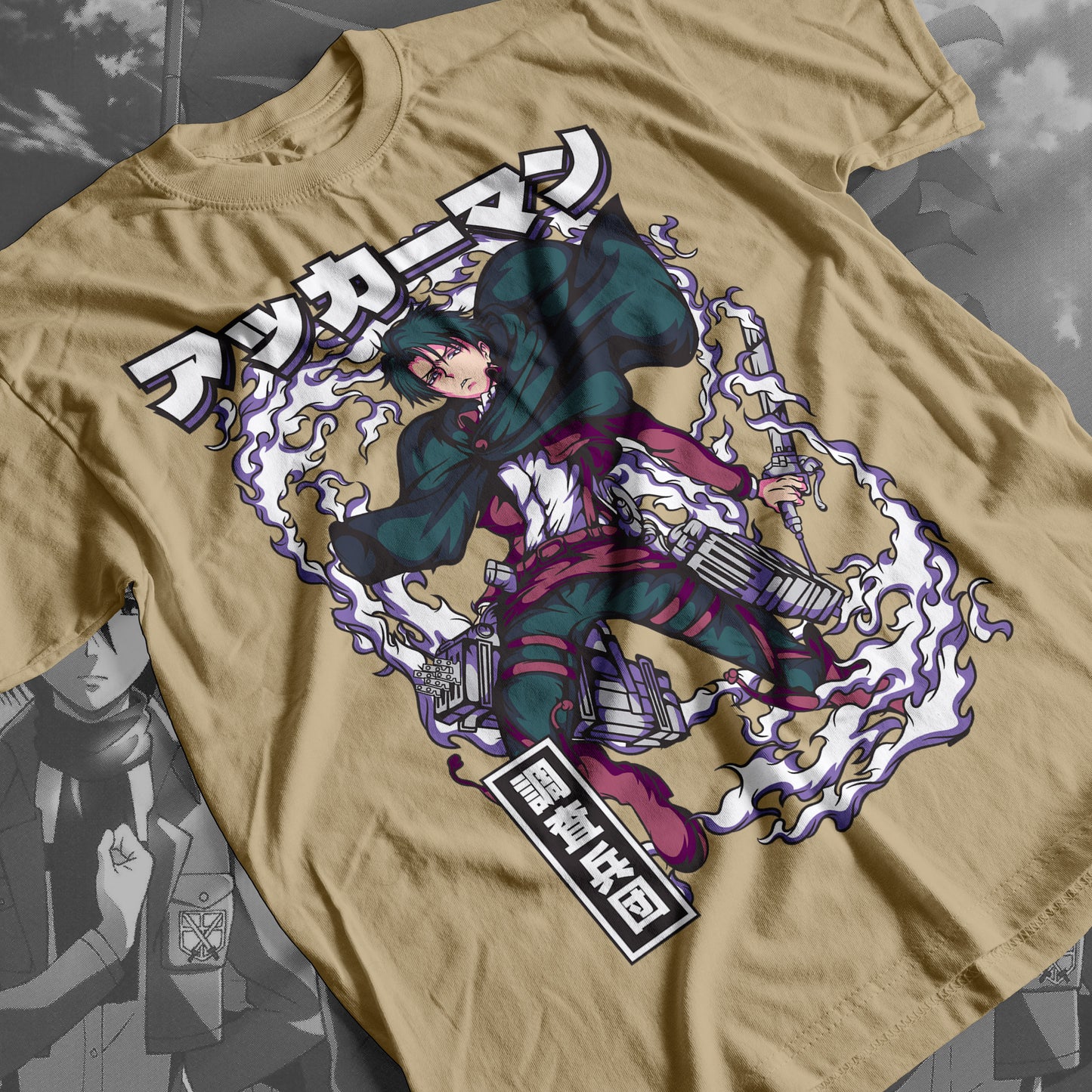 Attack on Titan - Levi Ackerman 02 Premium Anime Design, High Quality DTF Print, 100% Cotton Shirt