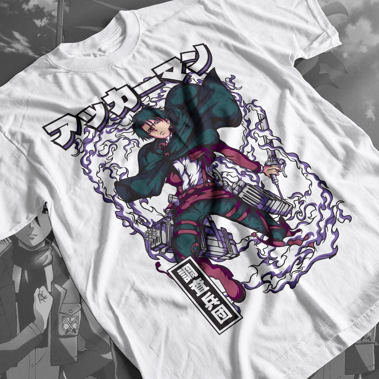 Attack on Titan - Levi Ackerman 02 Premium Anime Design, High Quality DTF Print, 100% Cotton Shirt
