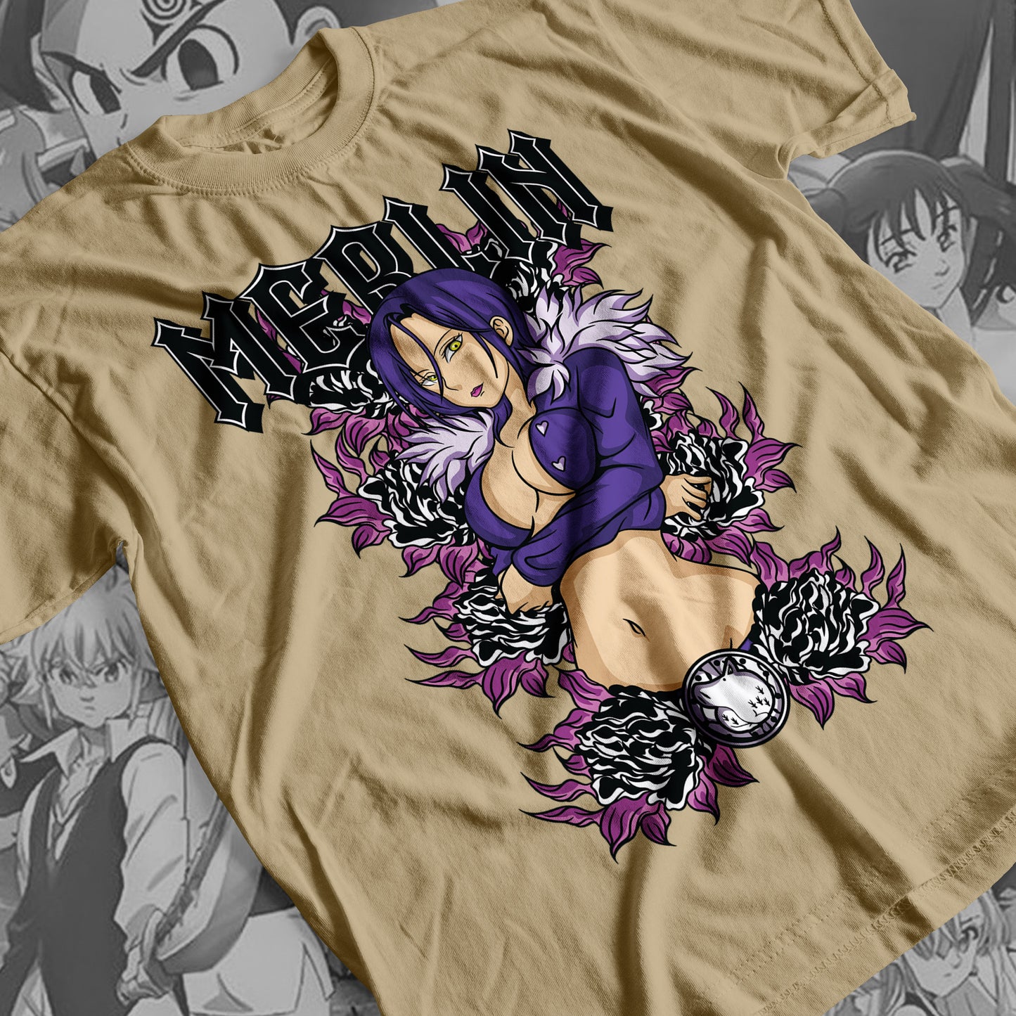 7 Deadly Sins Boar Sin of Gluttony - Merlin 02 Premium Anime Design, High Quality DTF Print, 100% Cotton Shirt