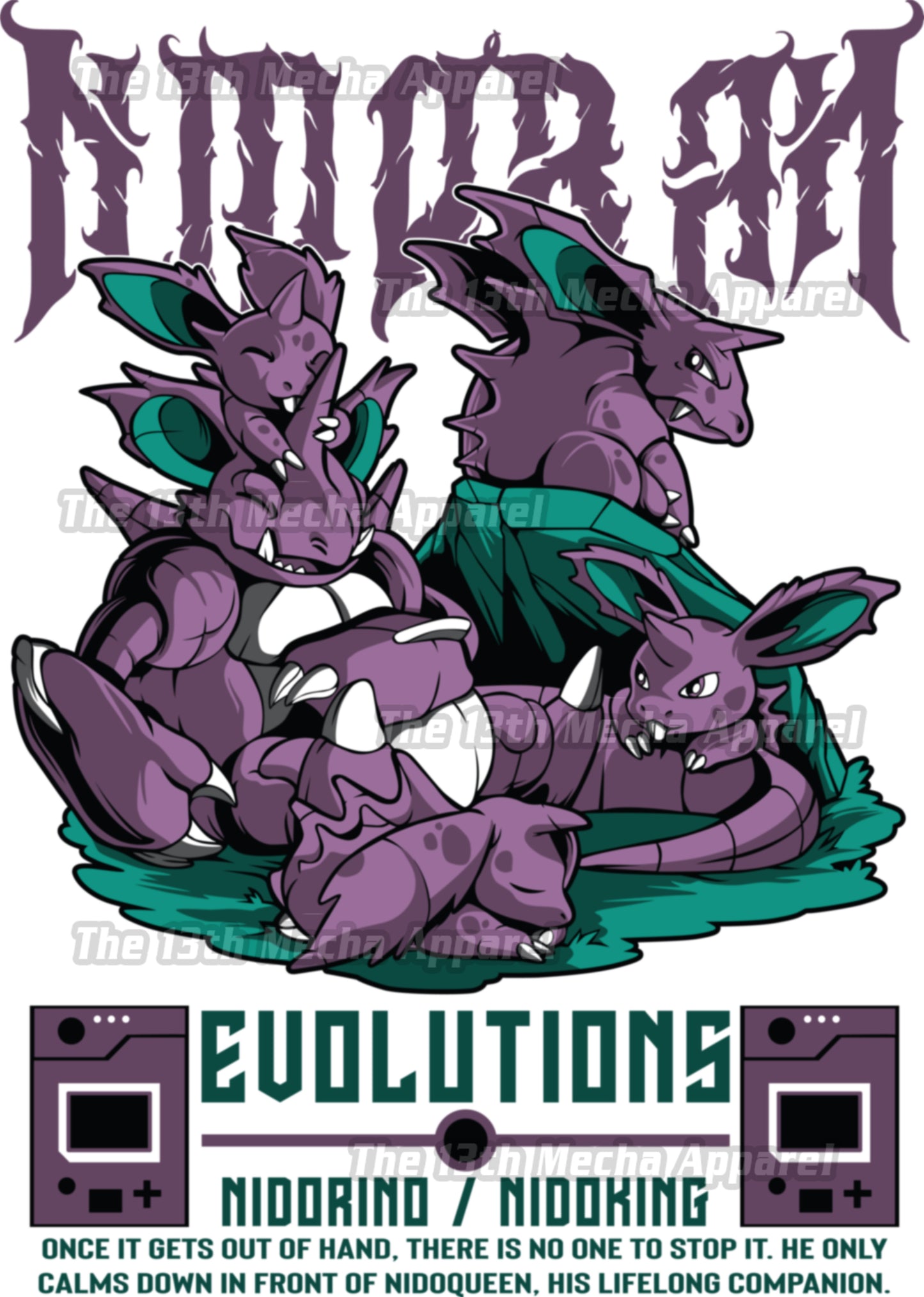 Pokemon - Nidorino 01 Premium Anime Design, High Quality DTF Print, 100% Cotton Shirt