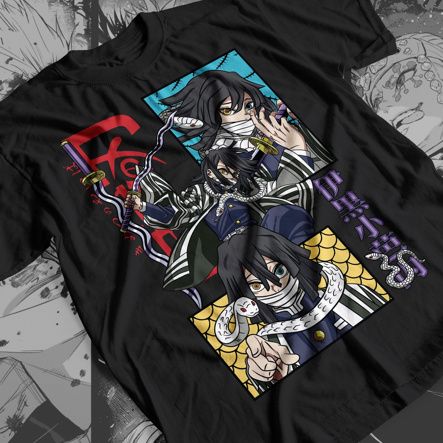Demon Slayer - Obanai Iguro 01 Premium Anime Design, High Quality DTF Print, 100% Cotton Shirt