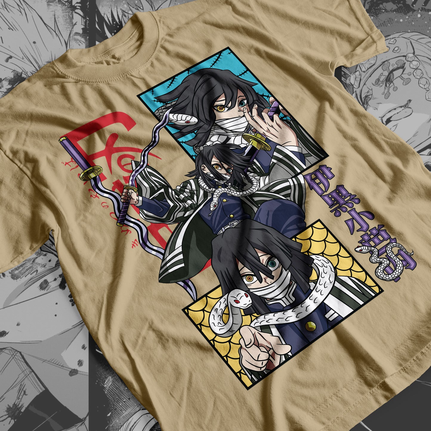 Demon Slayer - Obanai Iguro 01 Premium Anime Design, High Quality DTF Print, 100% Cotton Shirt
