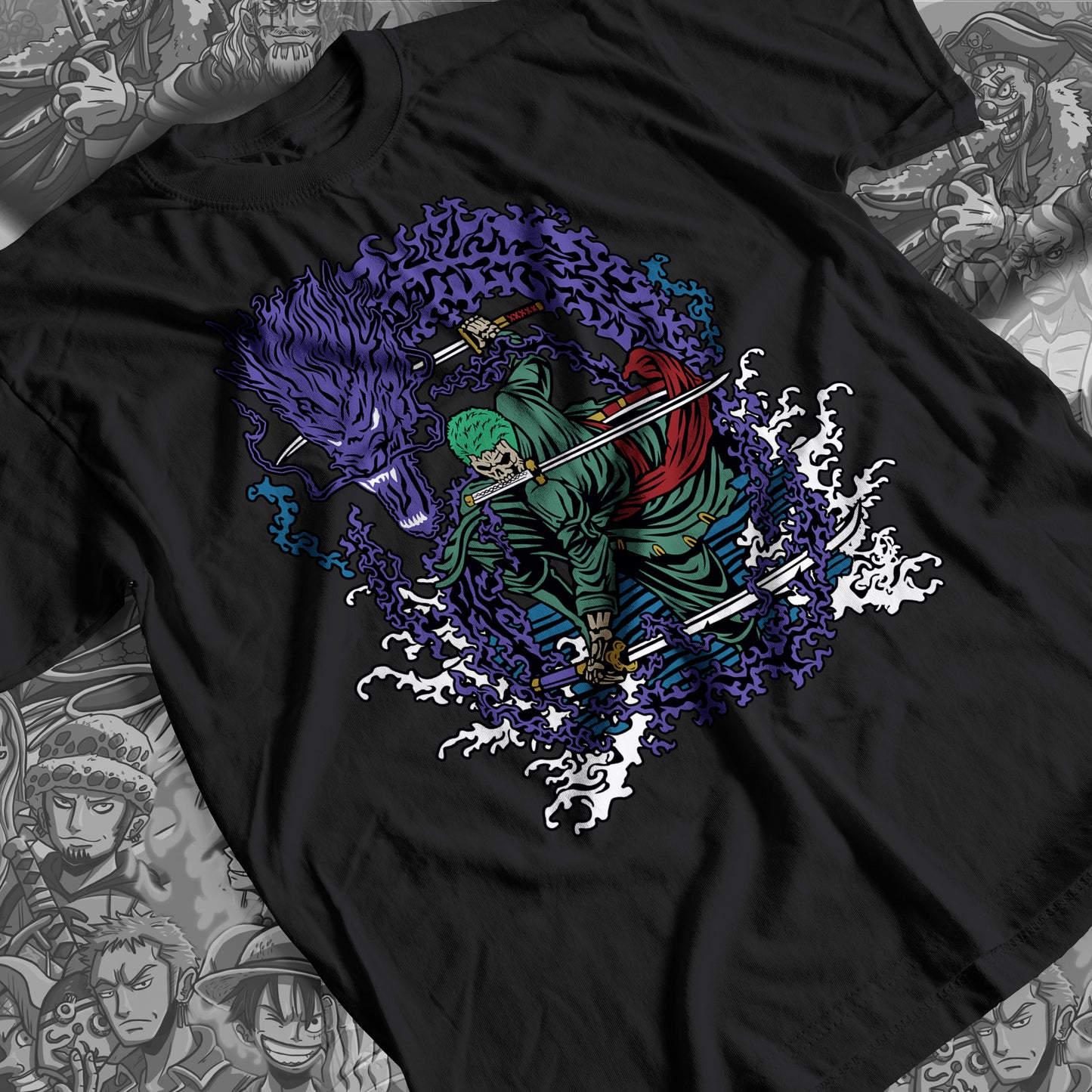 One Piece - Roronoa Zoro Ripperworks Style Premium Anime Design, High Quality DTF Print, 100% Cotton Shirt