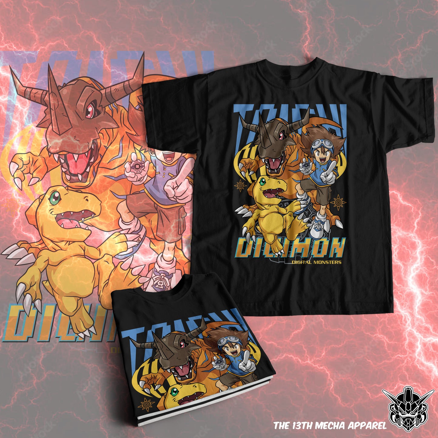 Digimon: Taichi Kimiya and Agumon 01 Premium Anime Design, High Quality DTF Print, 100% Cotton Shirt