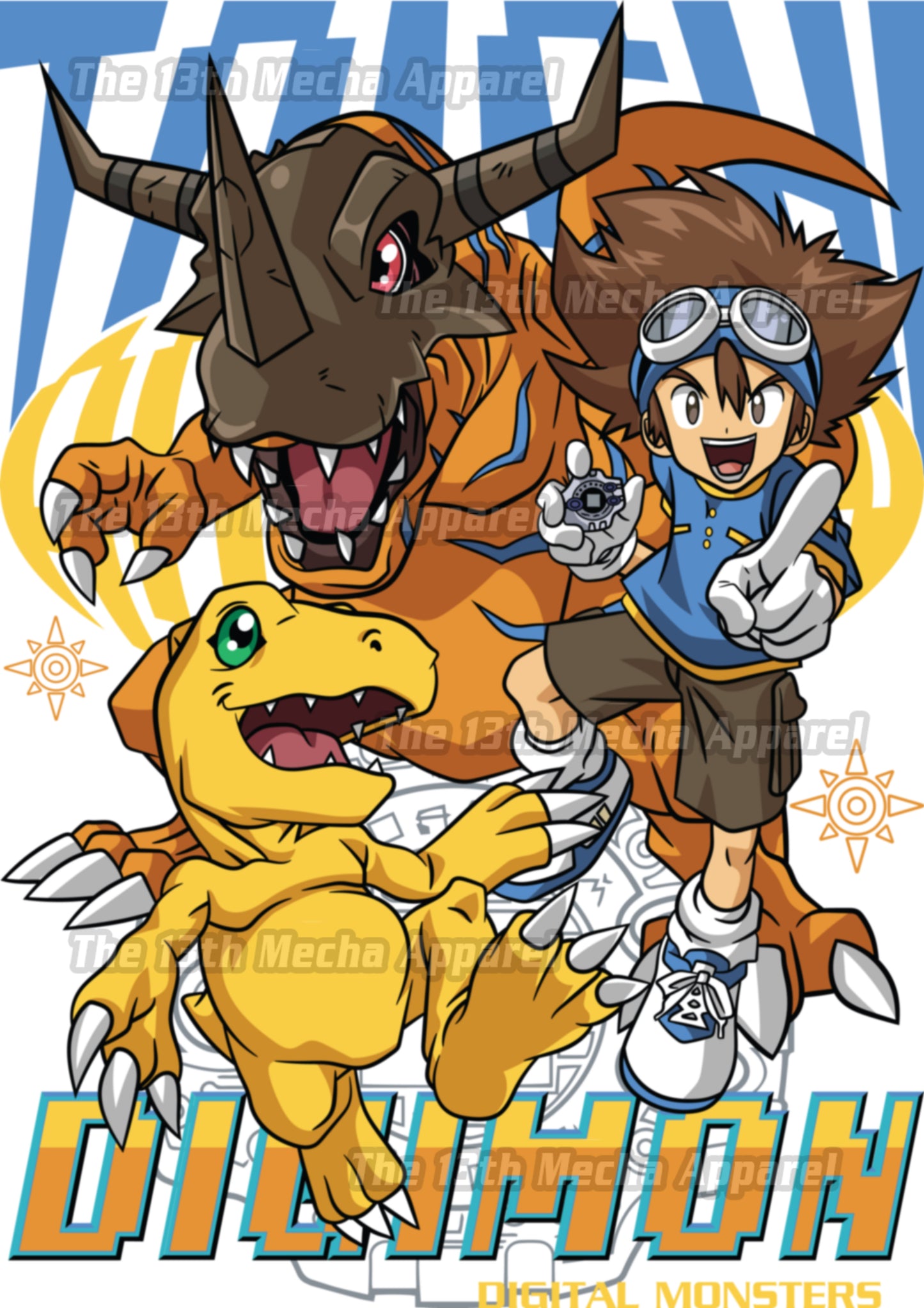 Digimon: Taichi Kimiya and Agumon 01 Premium Anime Design, High Quality DTF Print, 100% Cotton Shirt