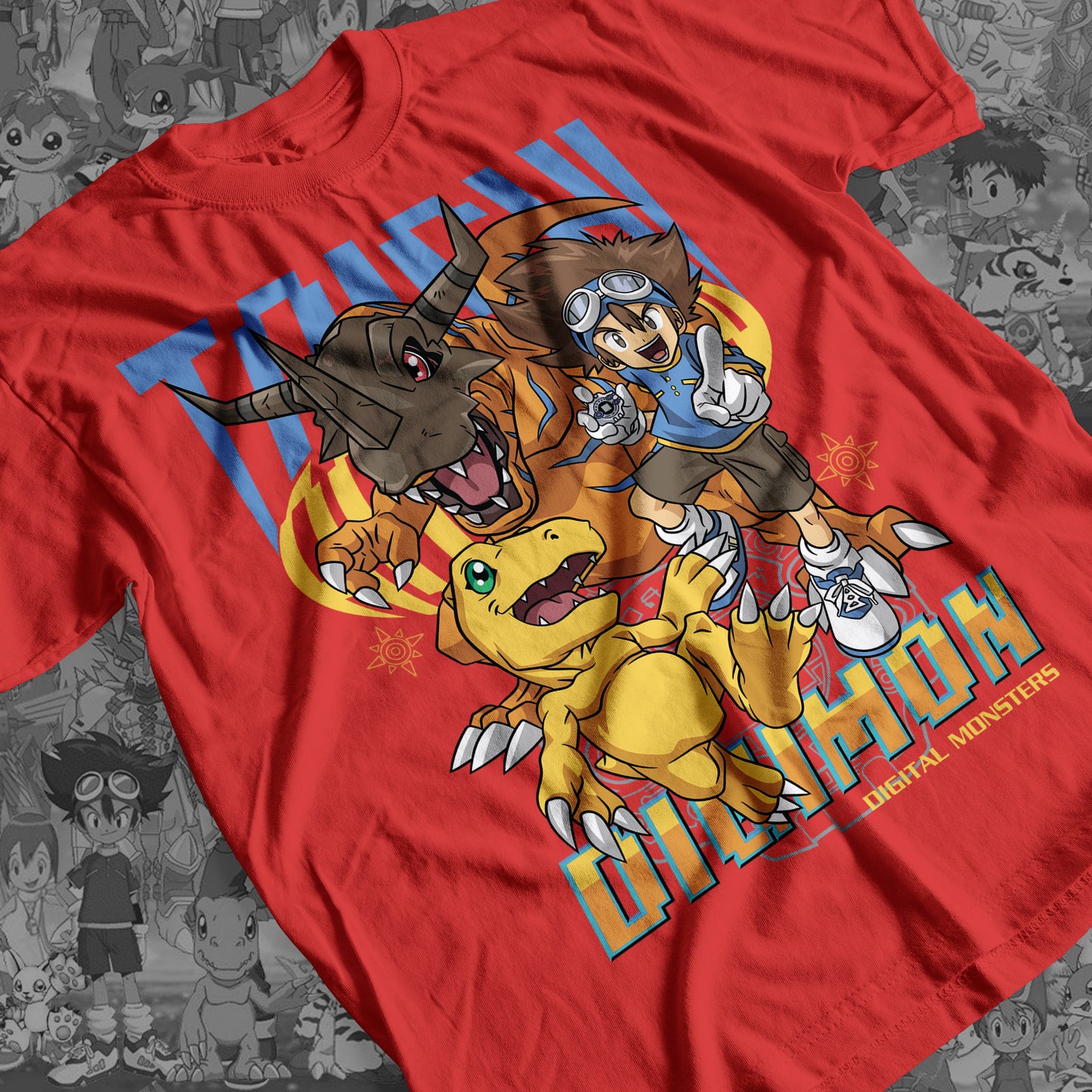 Digimon: Taichi Kimiya and Agumon 01 Premium Anime Design, High Quality DTF Print, 100% Cotton Shirt