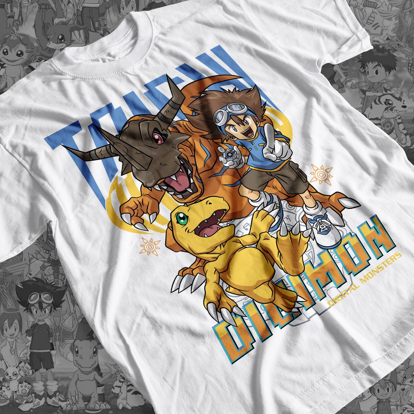 Digimon: Taichi Kimiya and Agumon 01 Premium Anime Design, High Quality DTF Print, 100% Cotton Shirt