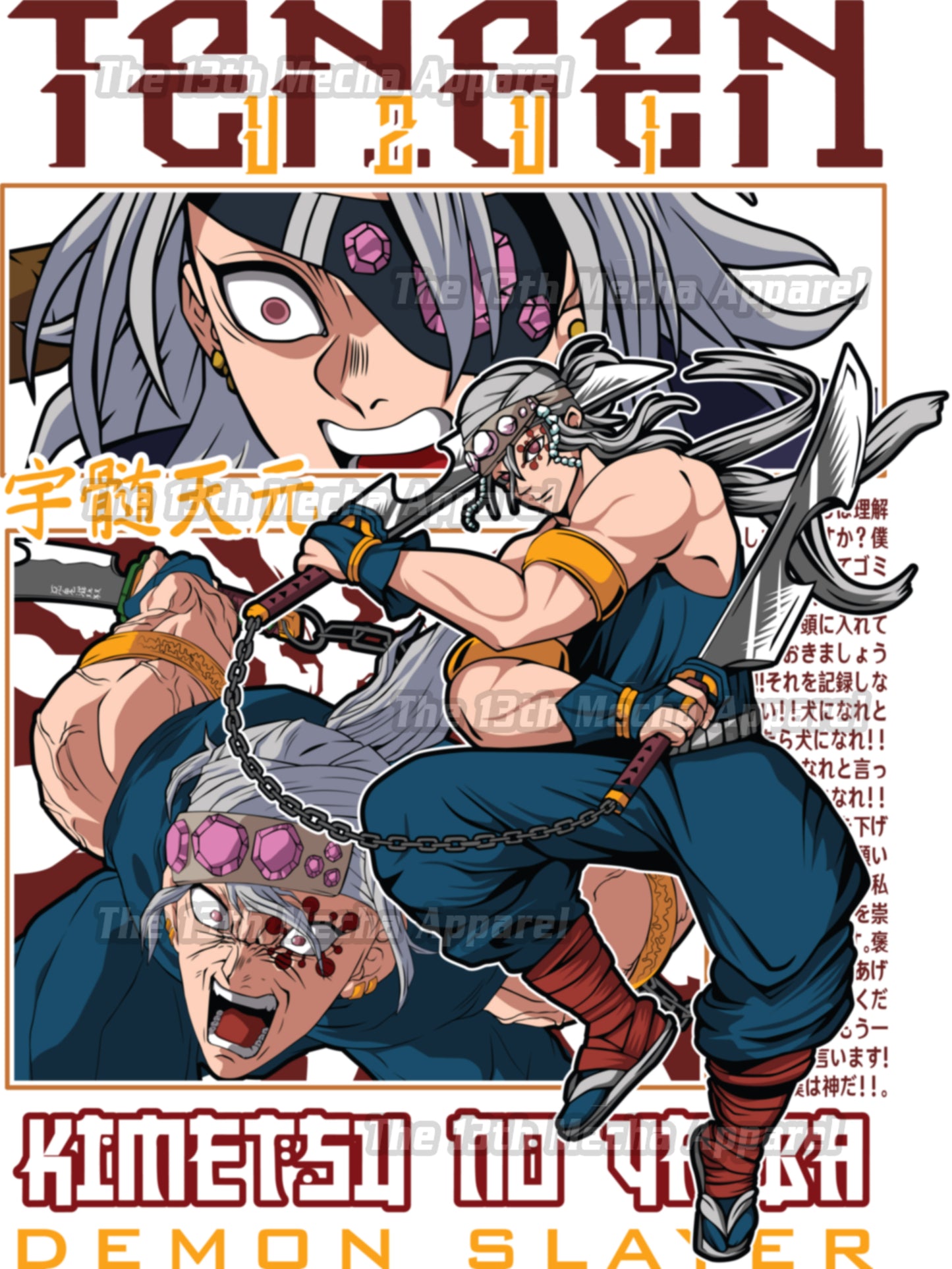 Demon Slayer - Tengen Uzui 03 Premium Anime Design, High Quality DTF Print, 100% Cotton Shirt