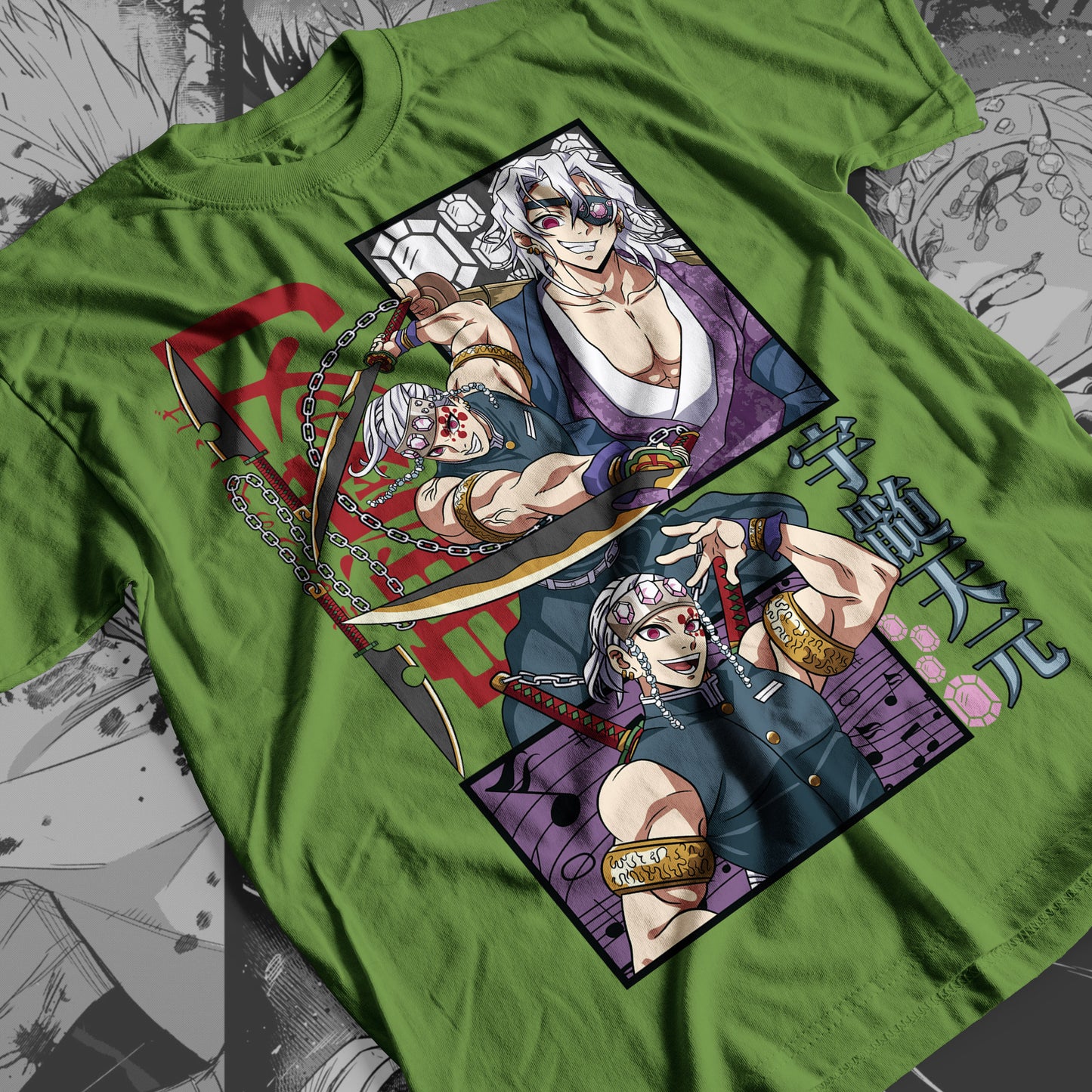 Demon Slayer - Tengen Uzui 02 Premium Anime Design, High Quality DTF Print, 100% Cotton Shirt