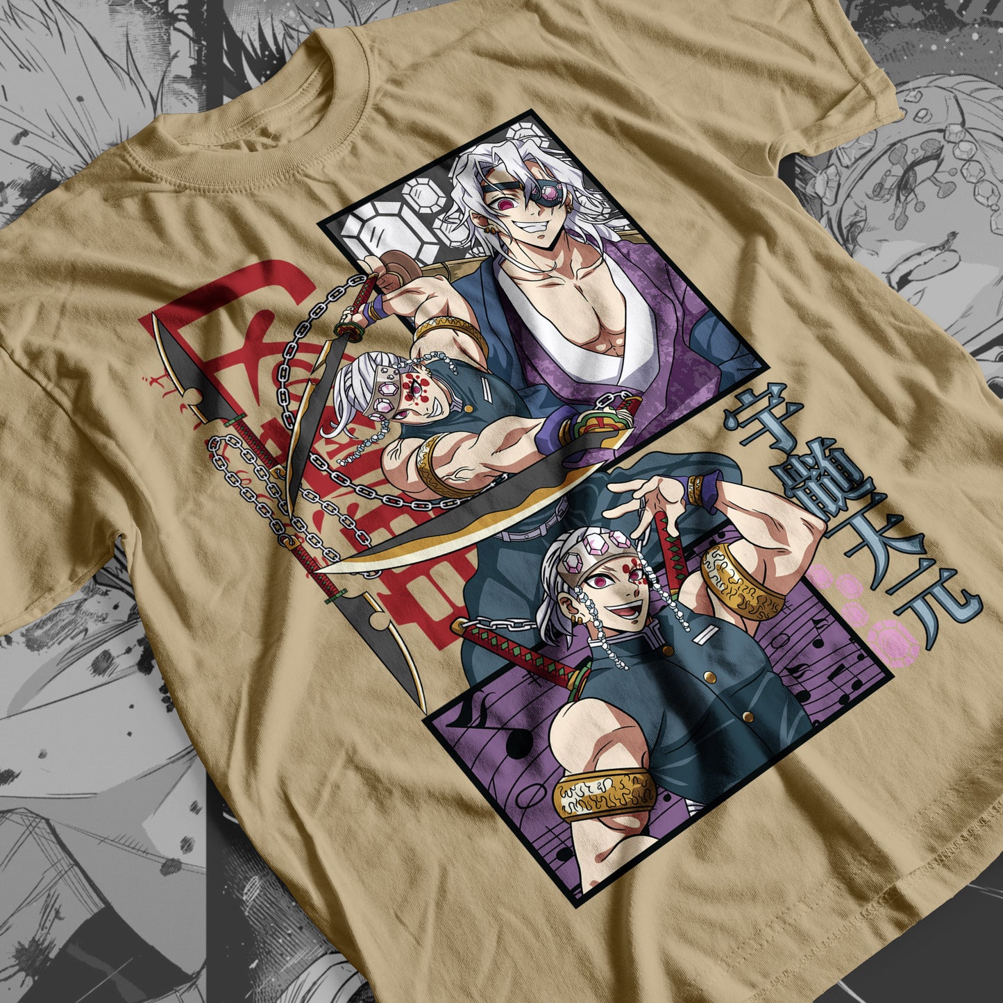 Demon Slayer - Tengen Uzui 02 Premium Anime Design, High Quality DTF Print, 100% Cotton Shirt