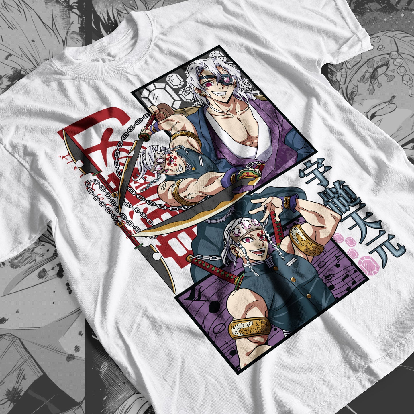 Demon Slayer - Tengen Uzui 02 Premium Anime Design, High Quality DTF Print, 100% Cotton Shirt