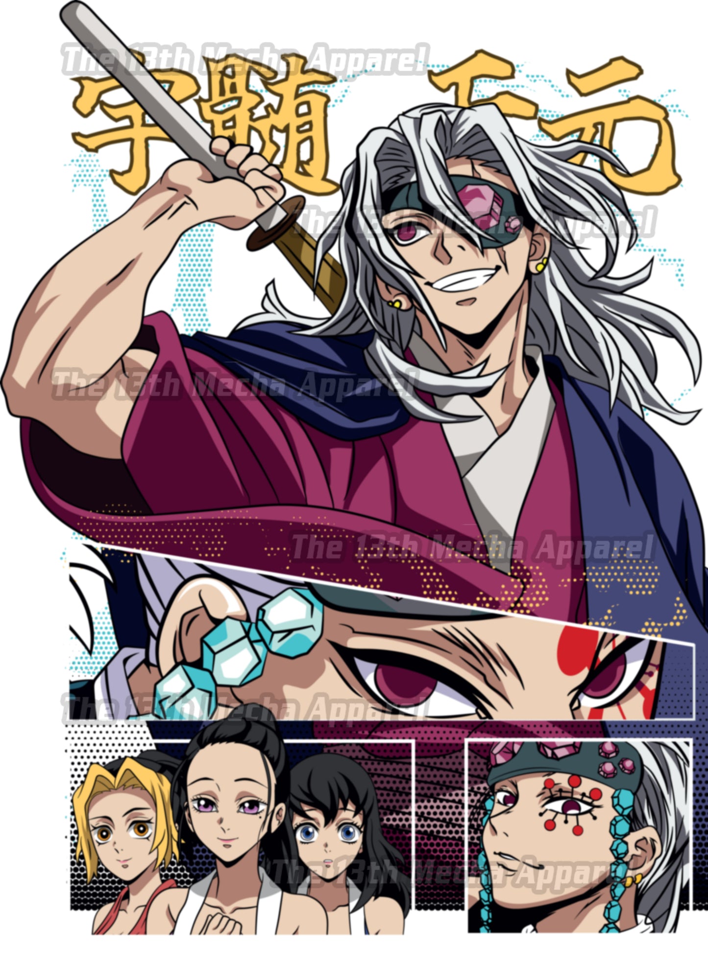 Demon Slayer - Tengen Uzui 04 Premium Anime Design, High Quality DTF Print, 100% Cotton Shirt