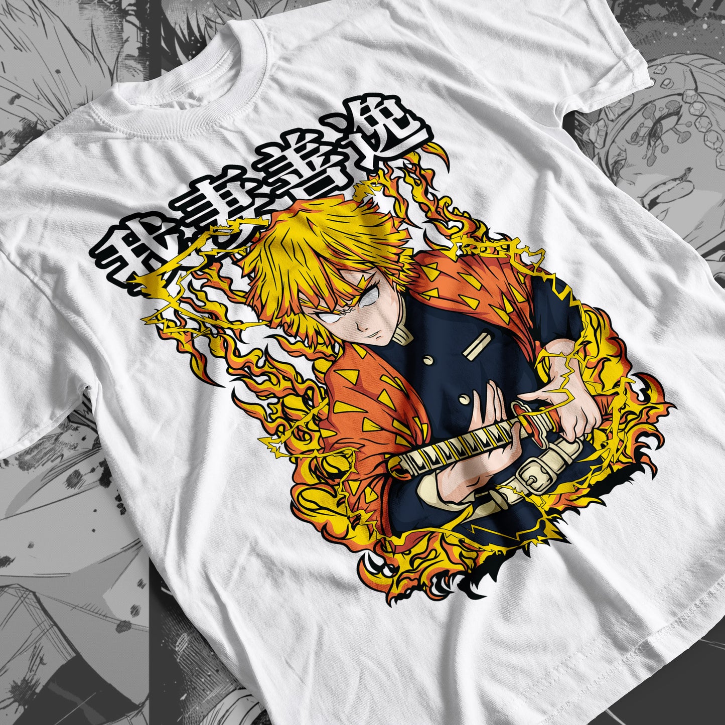 Demon Slayer - Zenitsu Agatsuma 03 Premium Anime Design, High Quality DTF Print, 100% Cotton Shirt