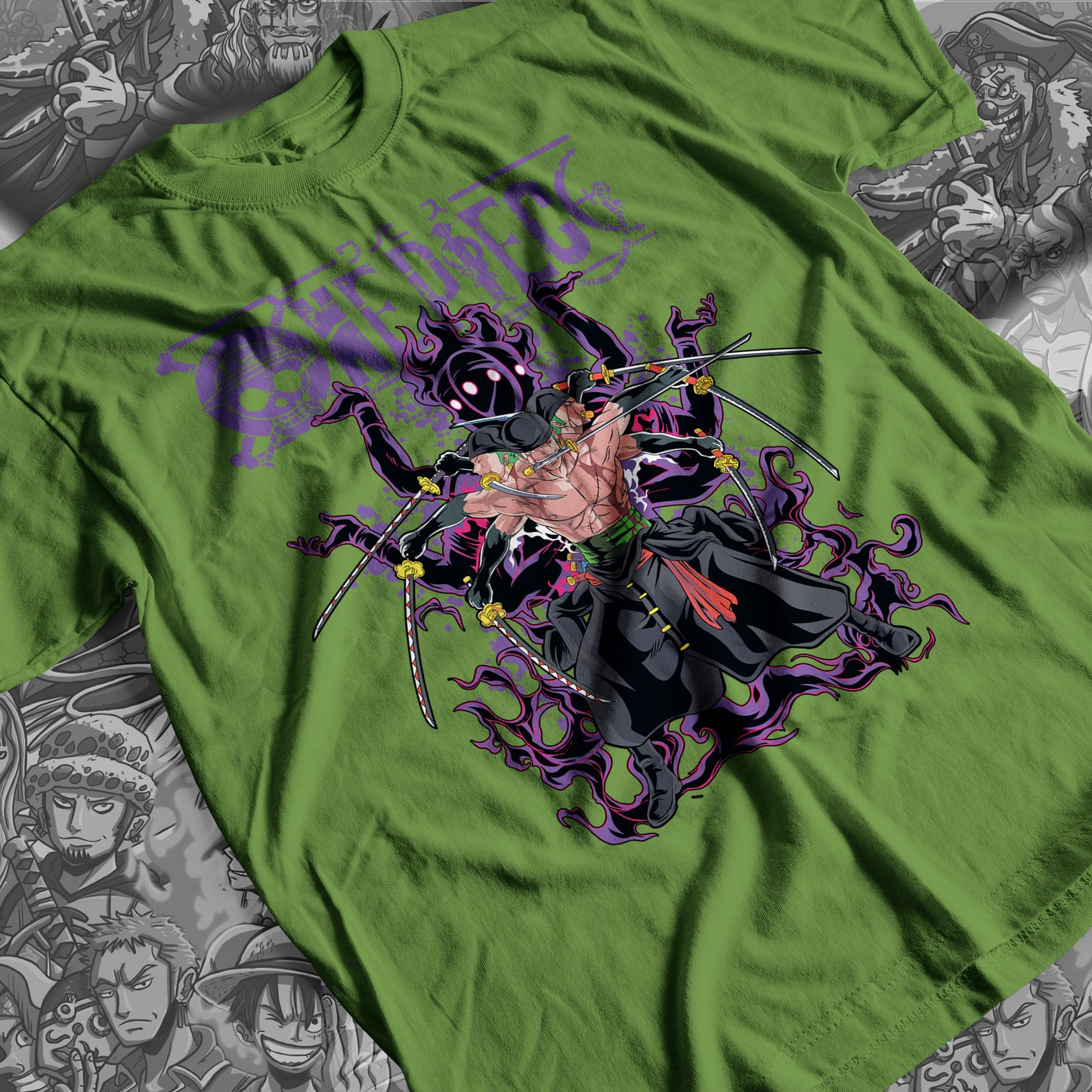 One Piece - ZORO Premium Anime Design, High Quality DTF Print, 100% Cotton Shirt