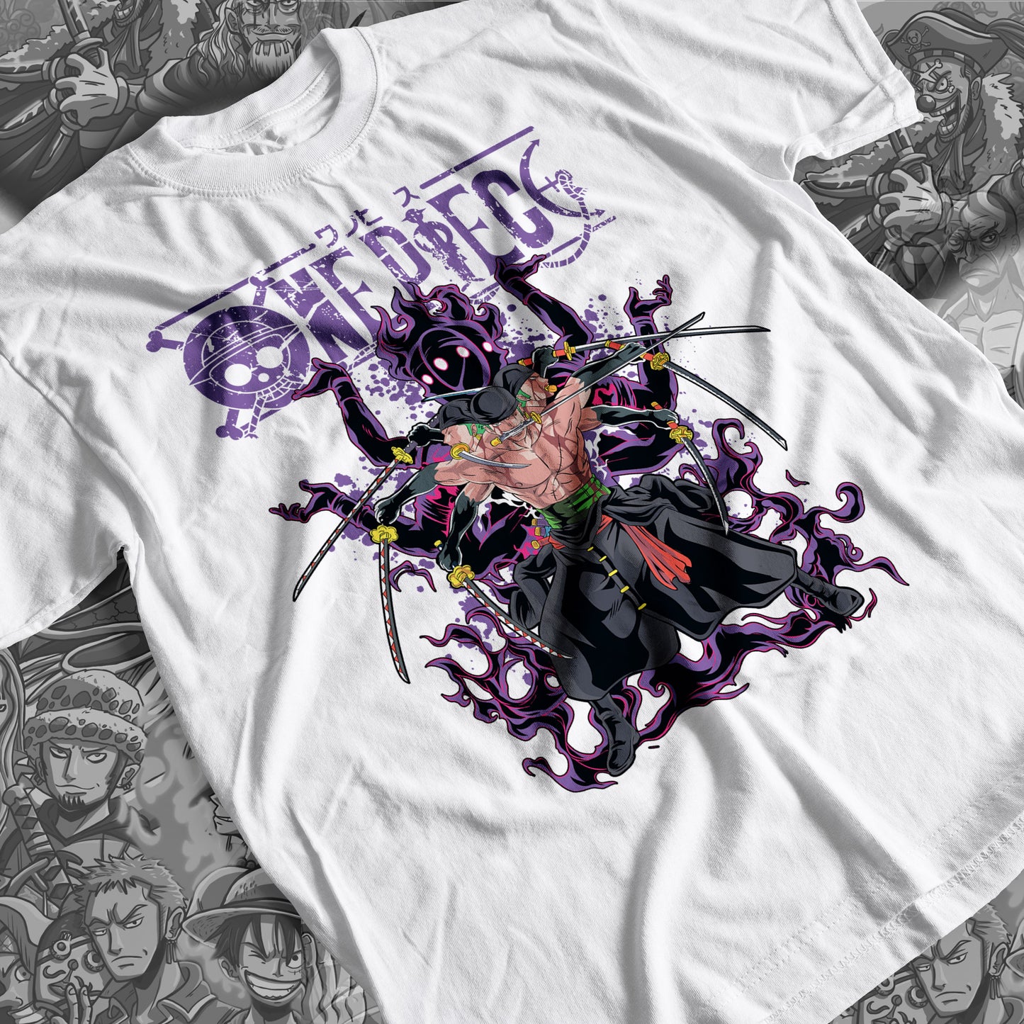 One Piece - ZORO Premium Anime Design, High Quality DTF Print, 100% Cotton Shirt