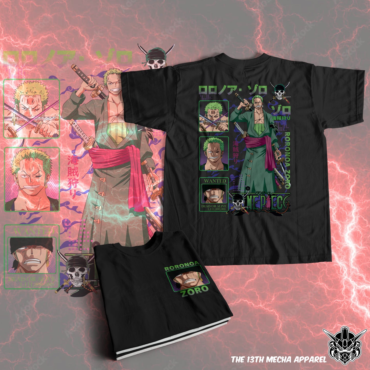 One Piece - Roronoa Zoro 01 Premium Anime Design, High Quality DTF Print, 100% Cotton Shirt