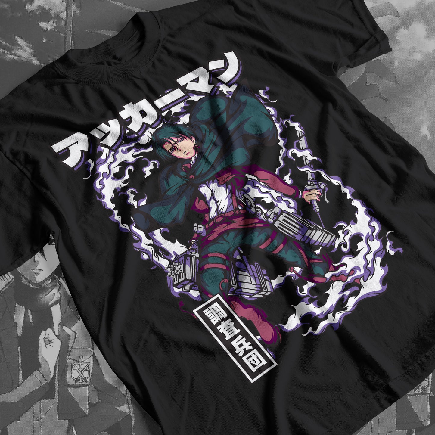 Attack on Titan - Levi Ackerman 02 Premium Anime Design, High Quality DTF Print, 100% Cotton Shirt