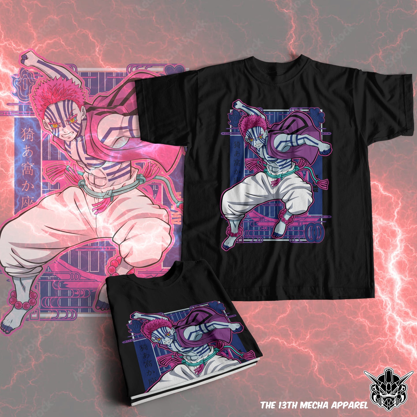 Demon Slayer - Akaza 04 Premium Anime Design, High Quality DTF Print, 100% Cotton Shirt