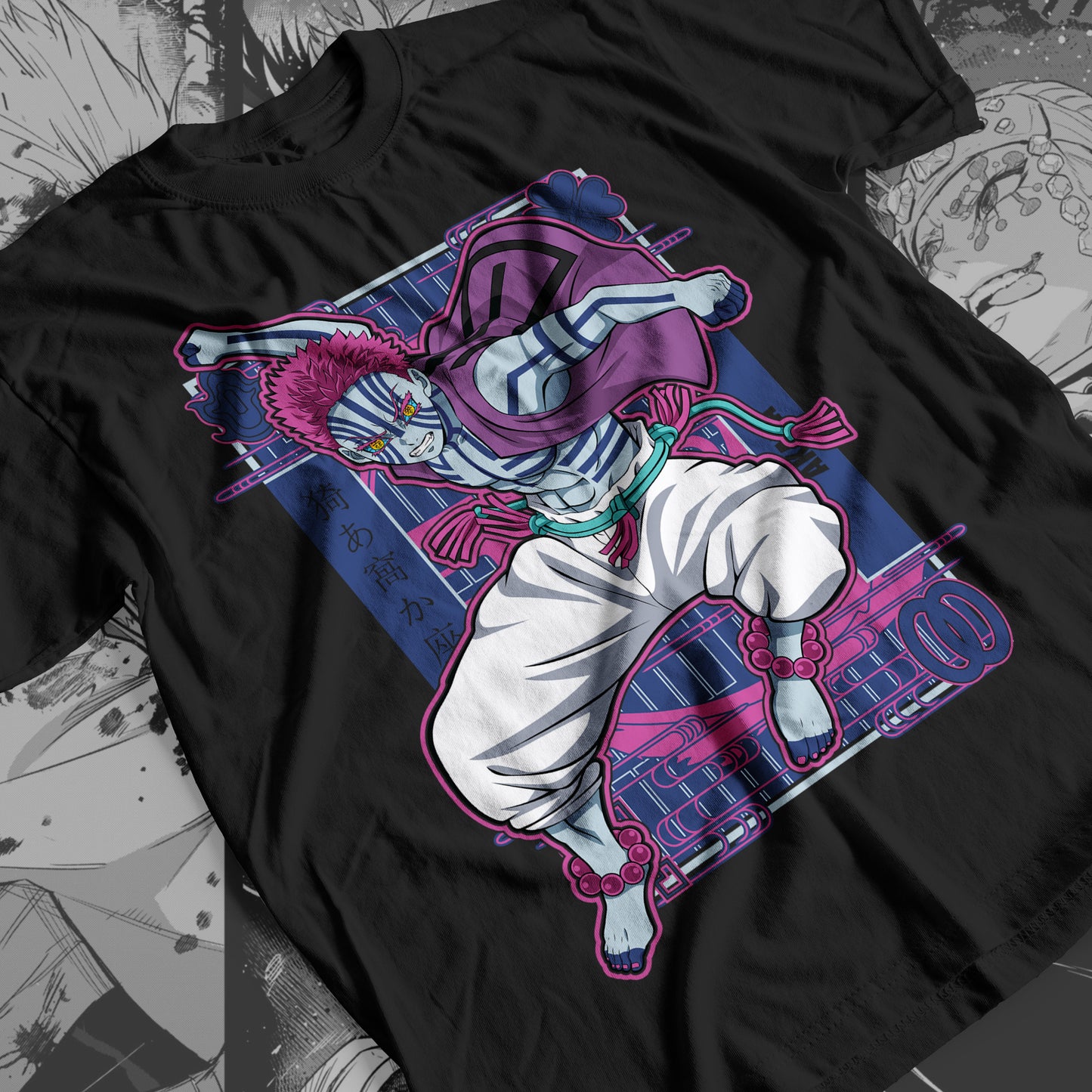 Demon Slayer - Akaza 04 Premium Anime Design, High Quality DTF Print, 100% Cotton Shirt