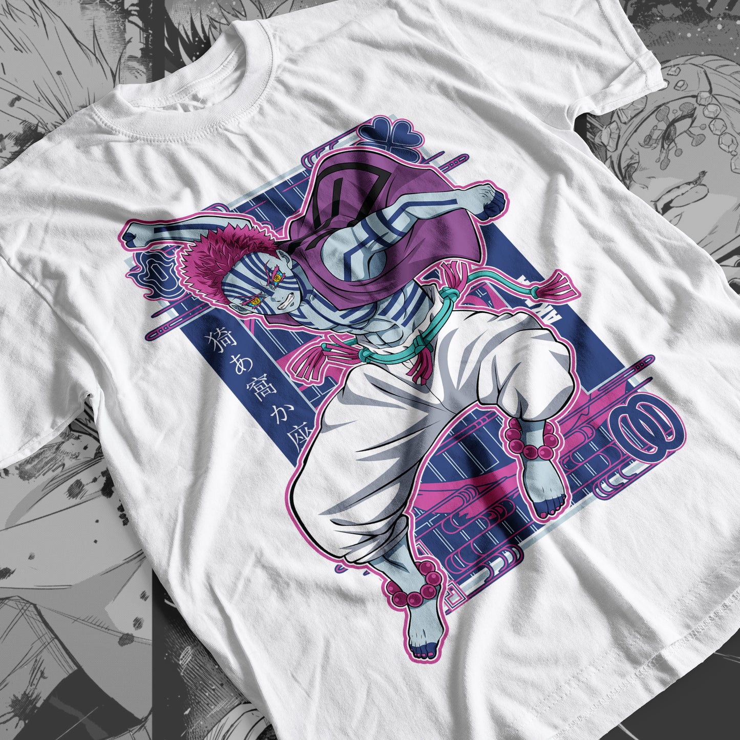Demon Slayer - Akaza 04 Premium Anime Design, High Quality DTF Print, 100% Cotton Shirt