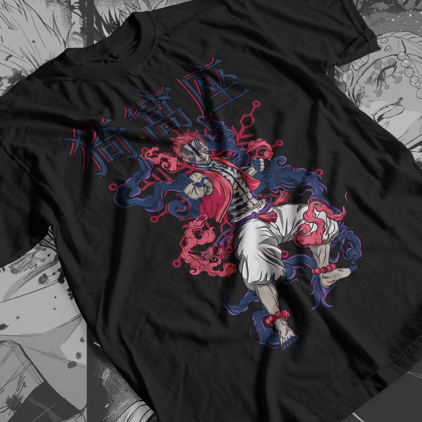 Demon Slayer - Akaza 06 Premium Anime Design, High Quality DTF Print, 100% Cotton Shirt