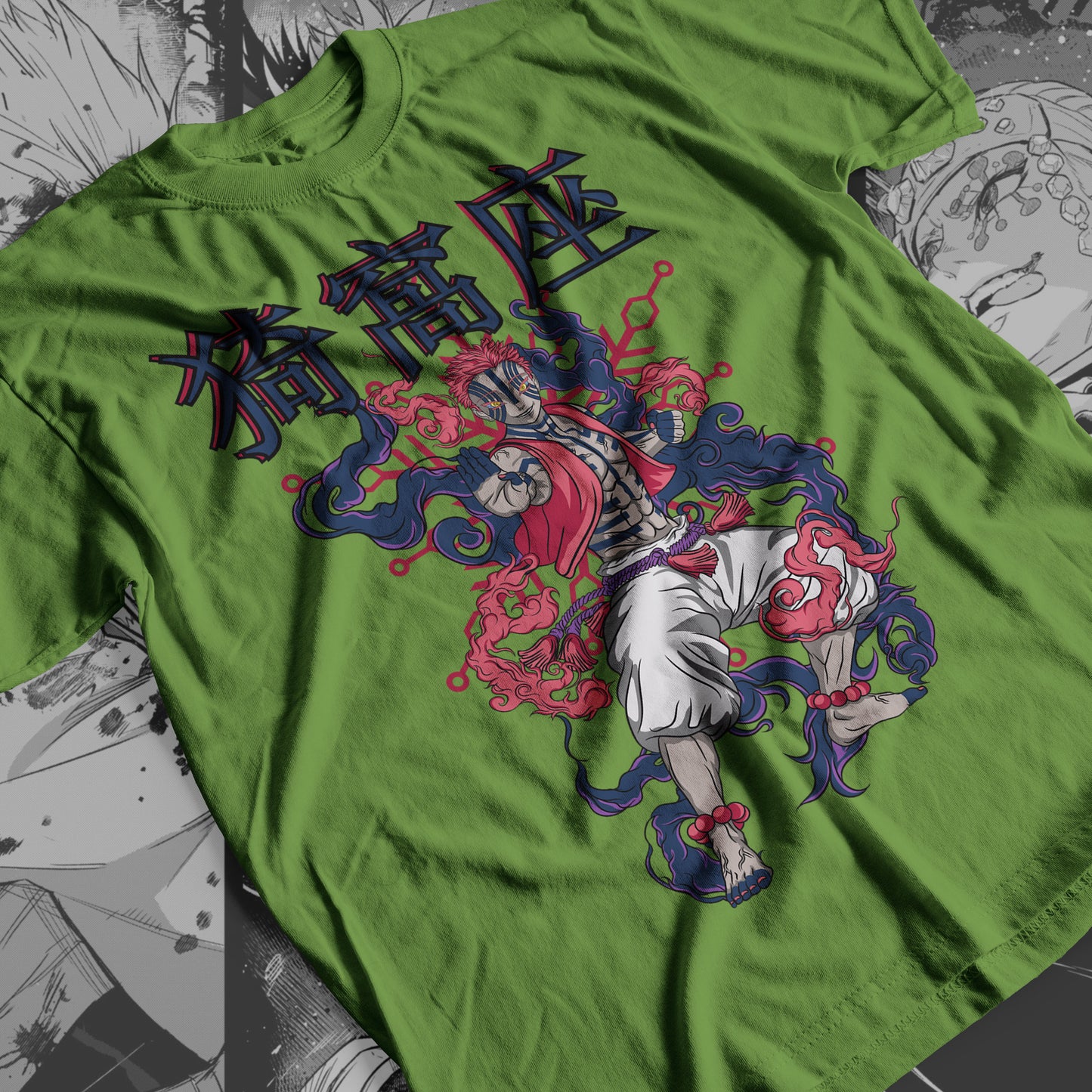 Demon Slayer - Akaza 06 Premium Anime Design, High Quality DTF Print, 100% Cotton Shirt