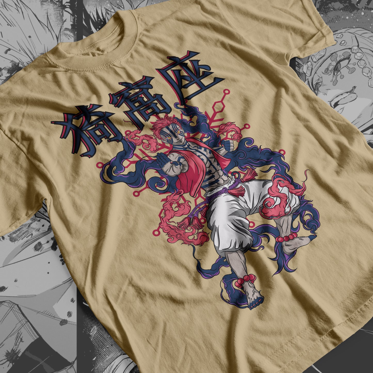 Demon Slayer - Akaza 06 Premium Anime Design, High Quality DTF Print, 100% Cotton Shirt