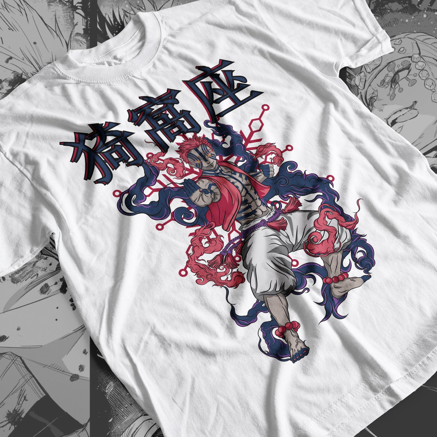 Demon Slayer - Akaza 06 Premium Anime Design, High Quality DTF Print, 100% Cotton Shirt