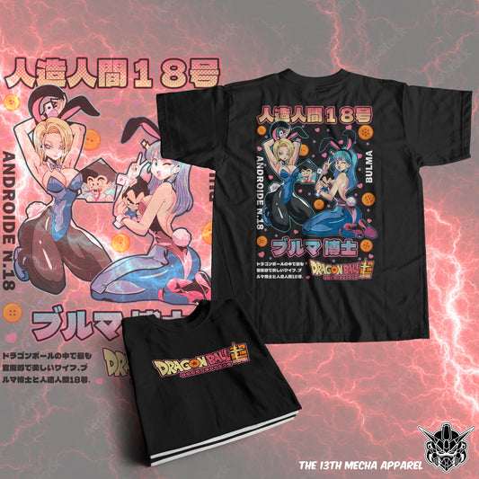 Dragon Ball - Anroid 18 and Bulma 01 Premium Anime Design, High Quality DTF Print, 100% Cotton Shirt