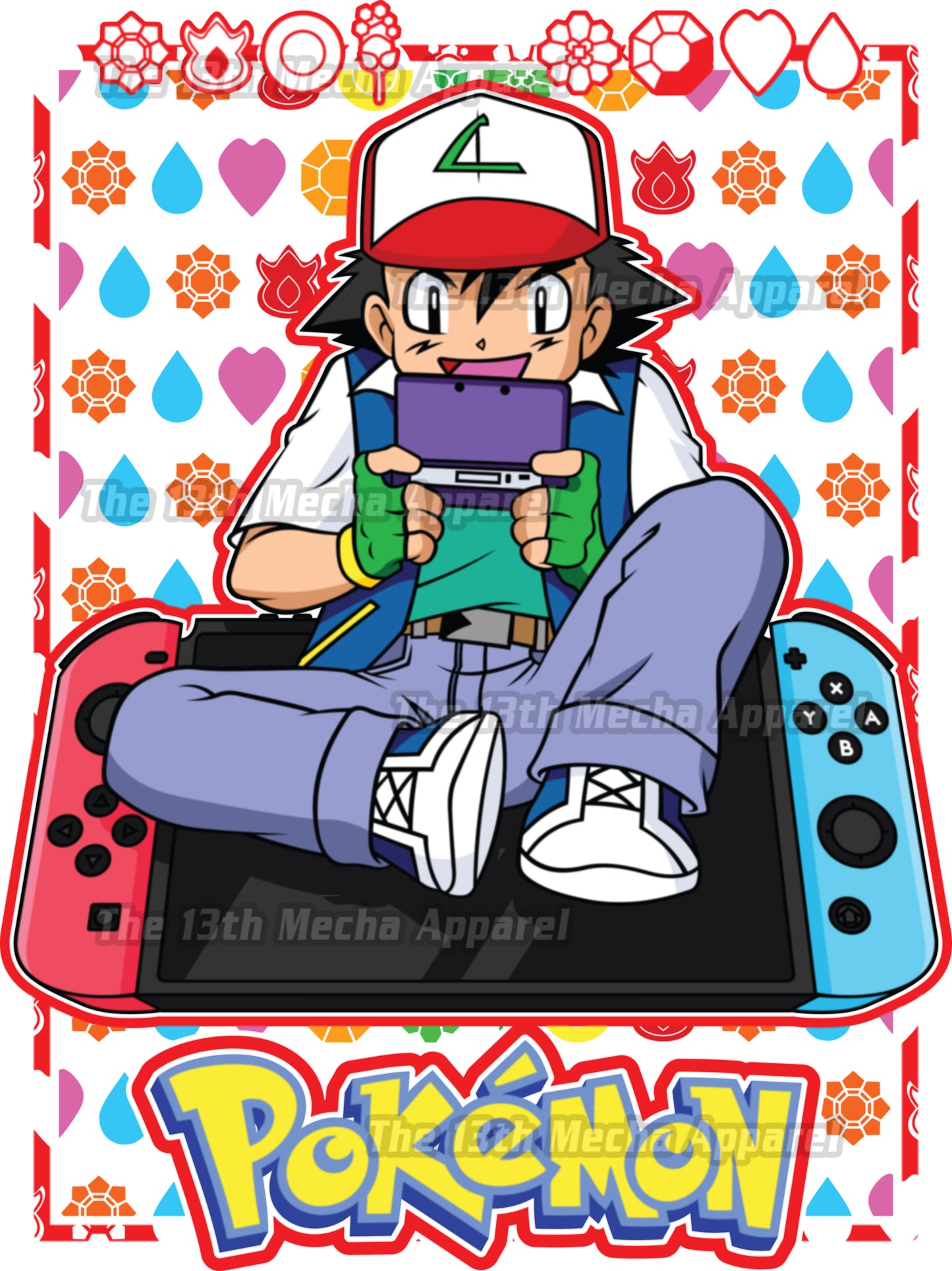 Pokemon - Ash Ketchum 01 Premium Anime Design, High Quality DTF Print, 100% Cotton Shirt