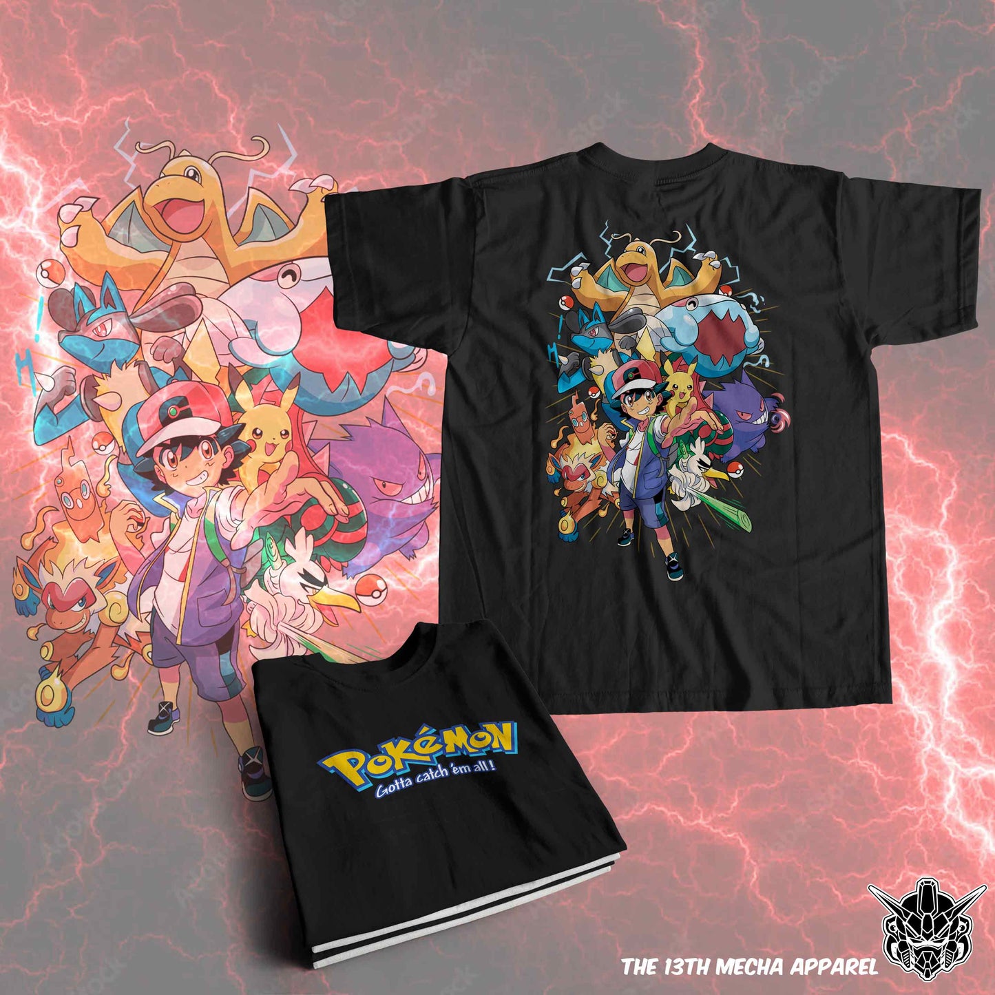 Pokemon - Ash Ketchum 04 Premium Anime Design, High Quality DTF Print, 100% Cotton Shirt